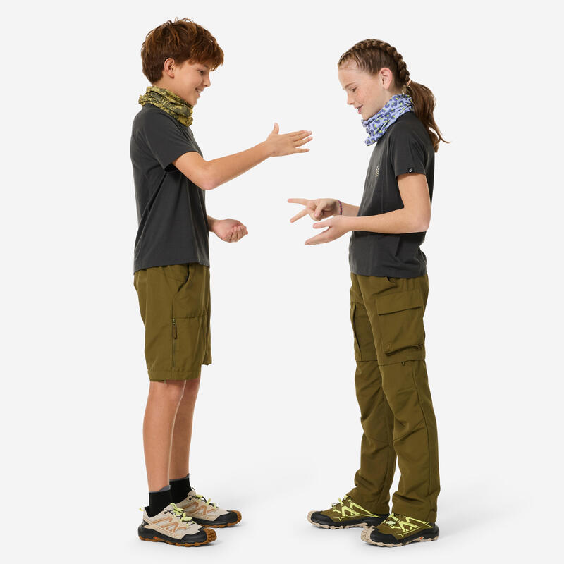 Pantalon de drumeție convertibil, copii, 7-15 ani, MH500 verde