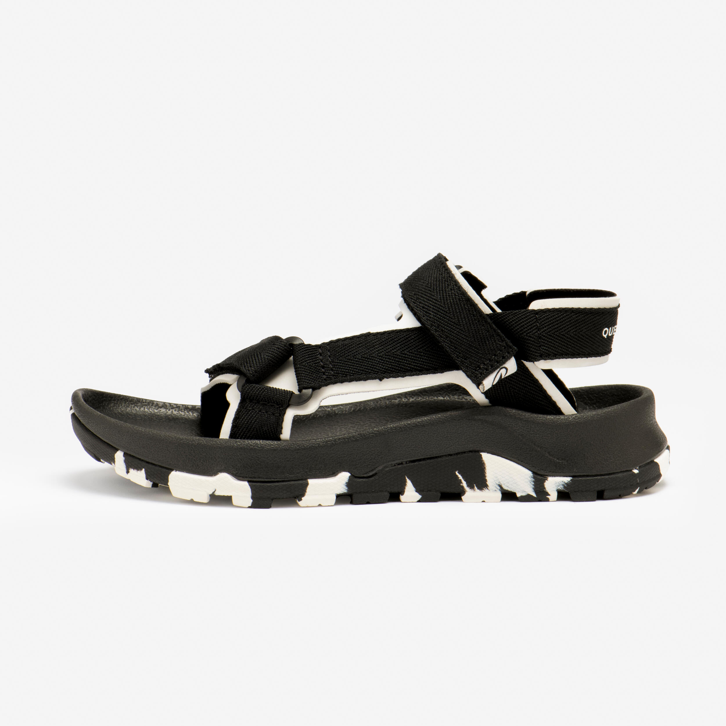 QUECHUA Trekkingsandalen Kinder 24–38 bequem mit Klettverschluss Wandern - NH500 schwarz