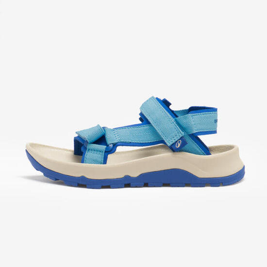Sandales de randonnée confortables à scratch 24 au 38 enfant, NH500 bleu