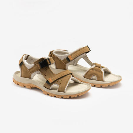 Сандалі шкіряні чоловічі NH500 для гірського туризму коричневі