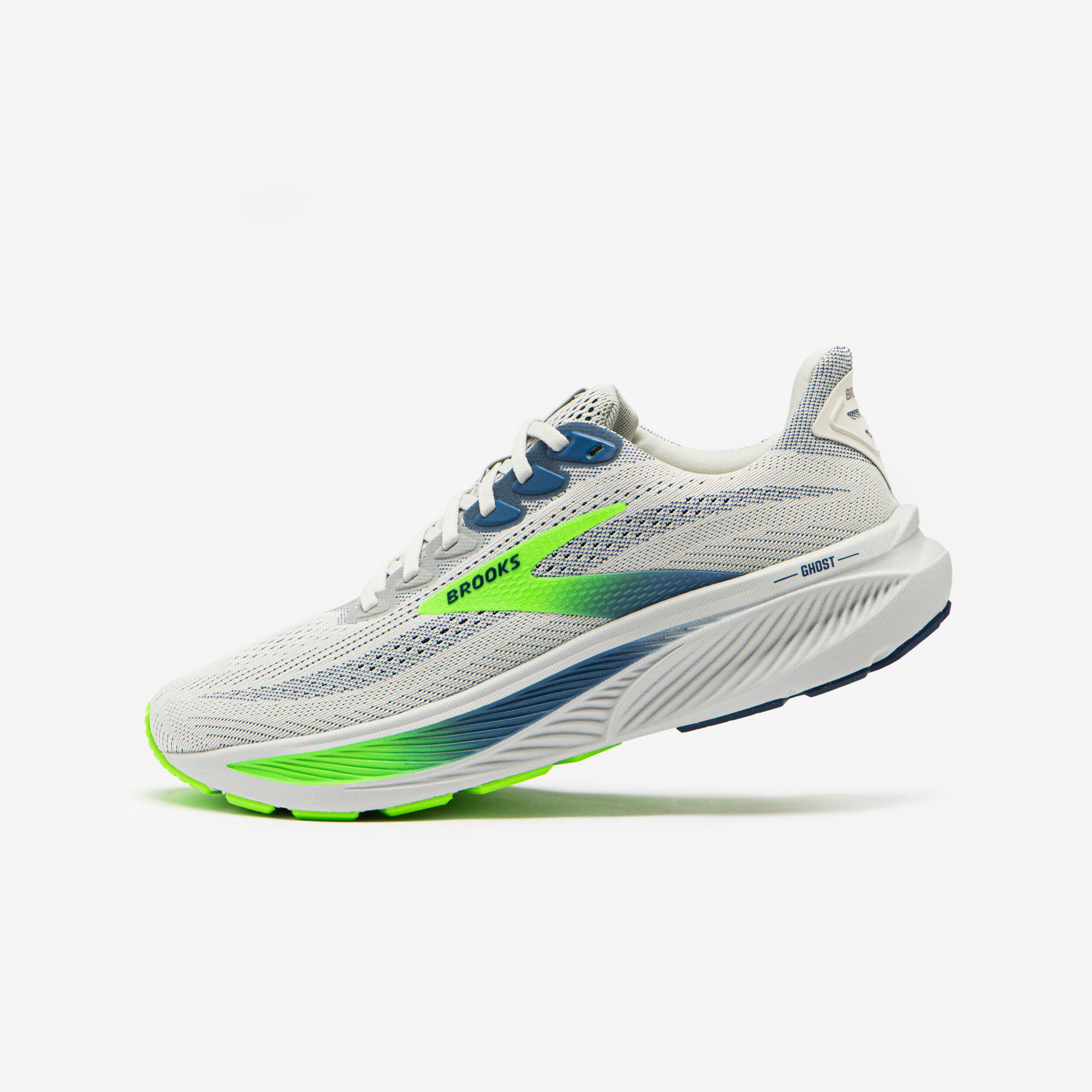 Chaussure de running Homme, Brooks Ghost 17 gris et vert