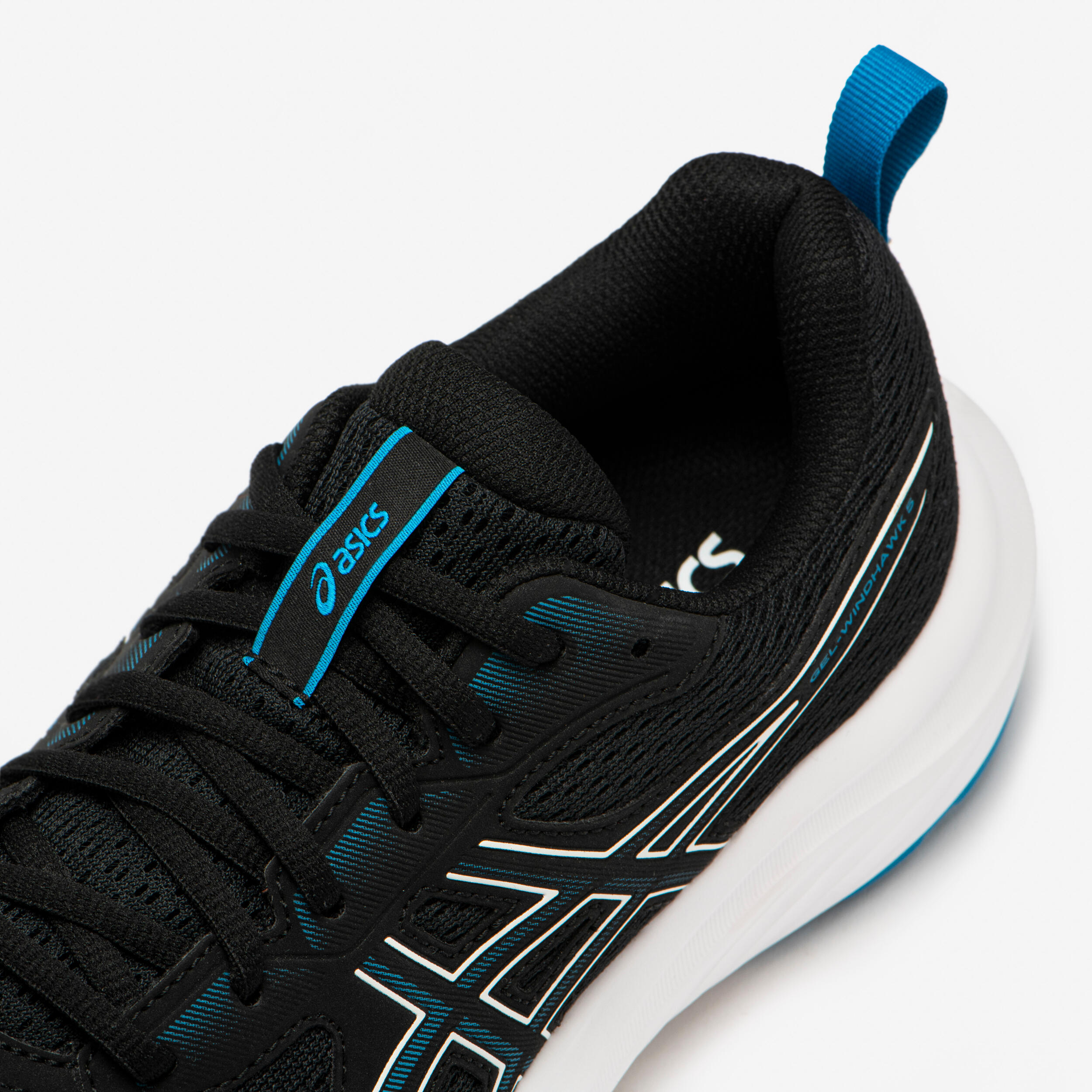 Herren-Laufschuh, Asics Gel-Winhawk schwarz und blau 6/7