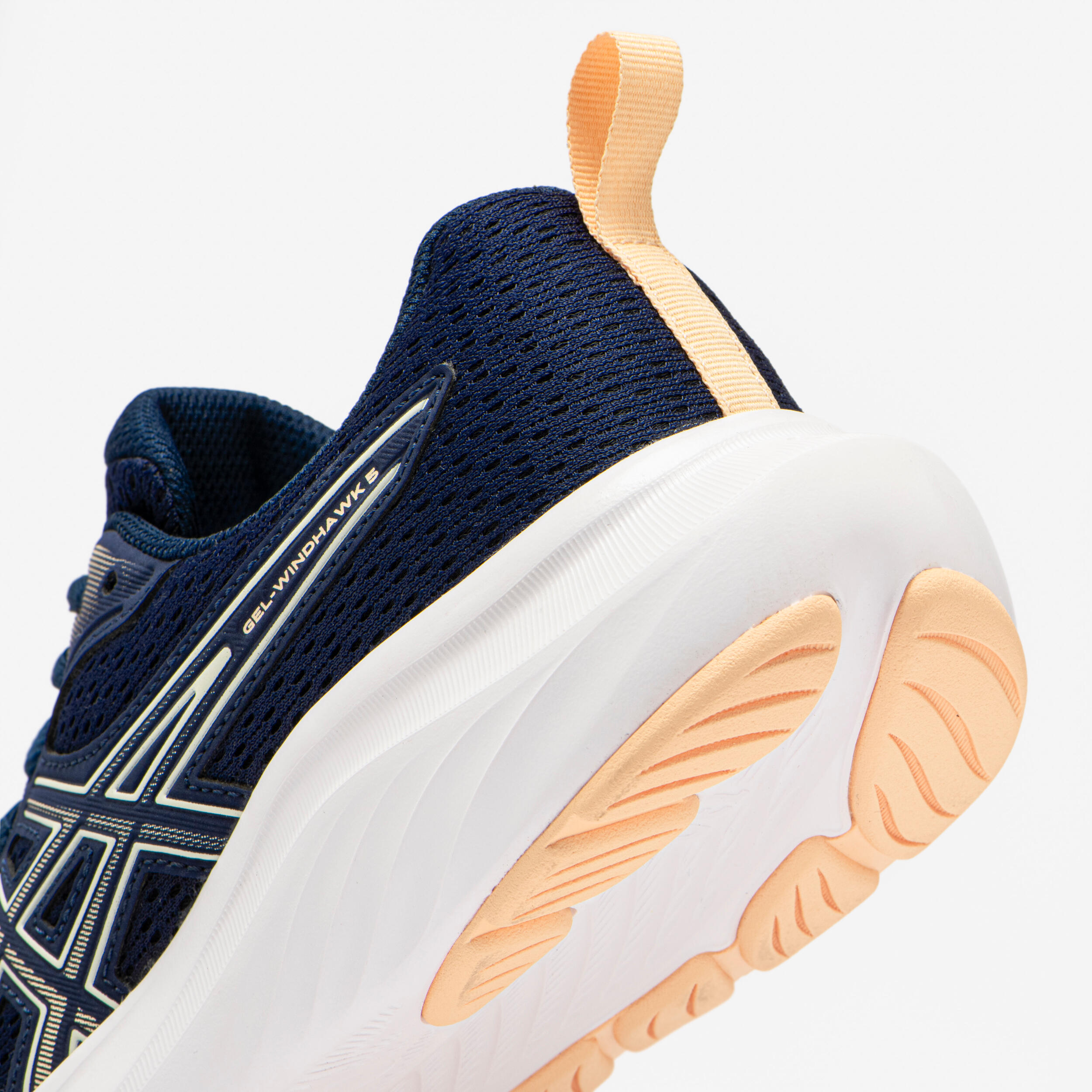 Damenlaufschuhe, Asics Gel Windhawk marineblau und apricot 7/7