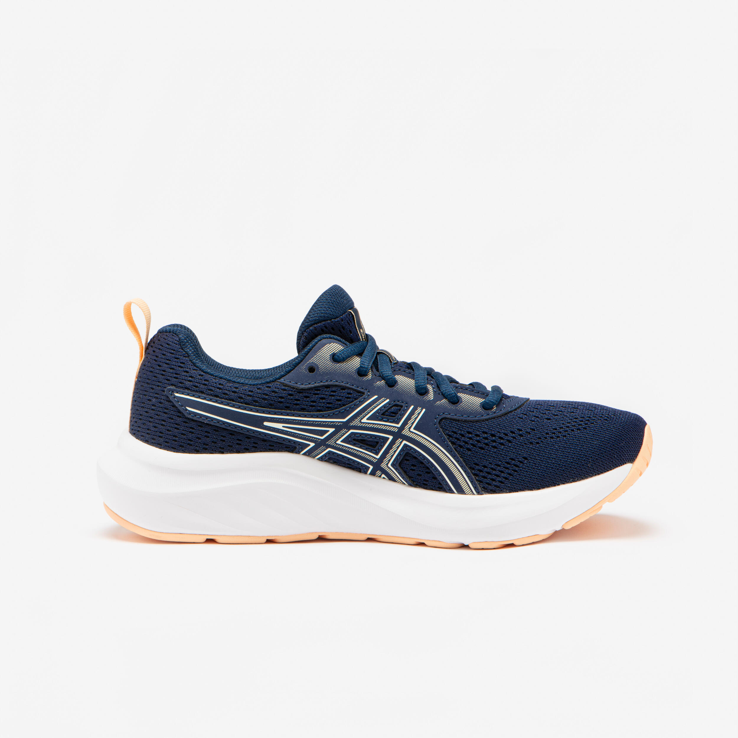 Damenlaufschuhe, Asics Gel Windhawk marineblau und apricot 3/7