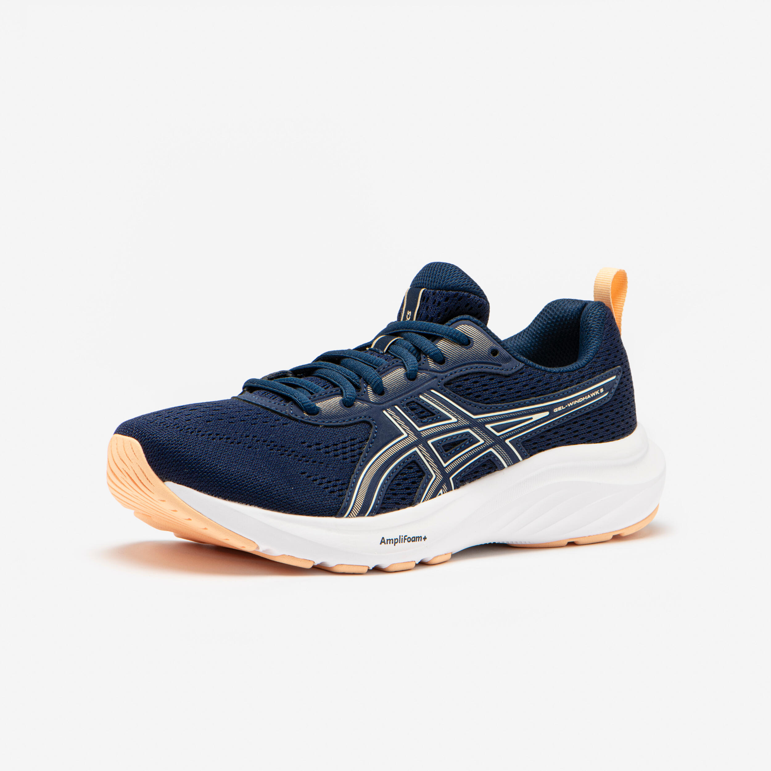 Damenlaufschuhe, Asics Gel Windhawk marineblau und apricot 2/7