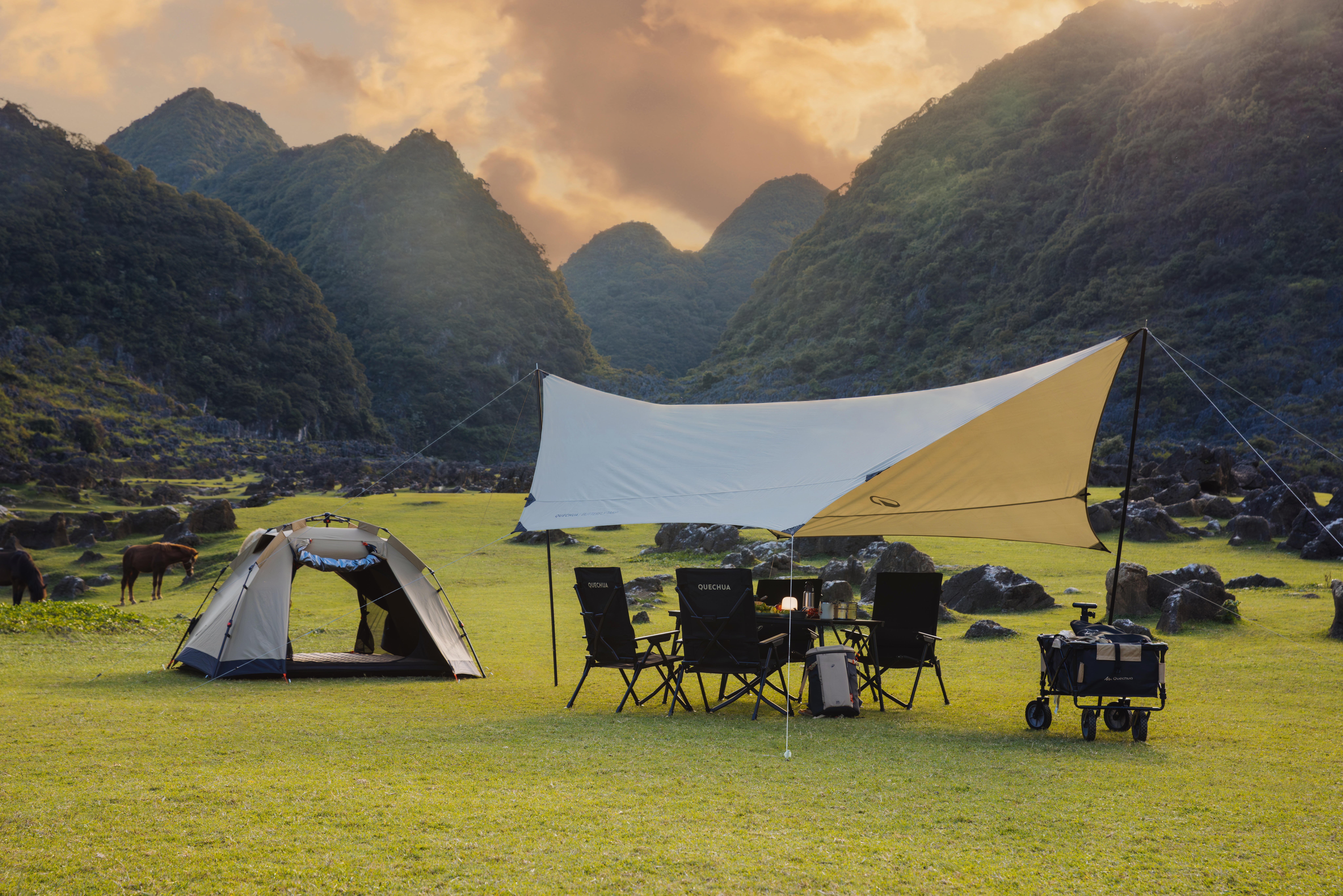 QUECHUA (ケシュア) キャンプ テント 簡単 メッシュ 拡張可能リビング