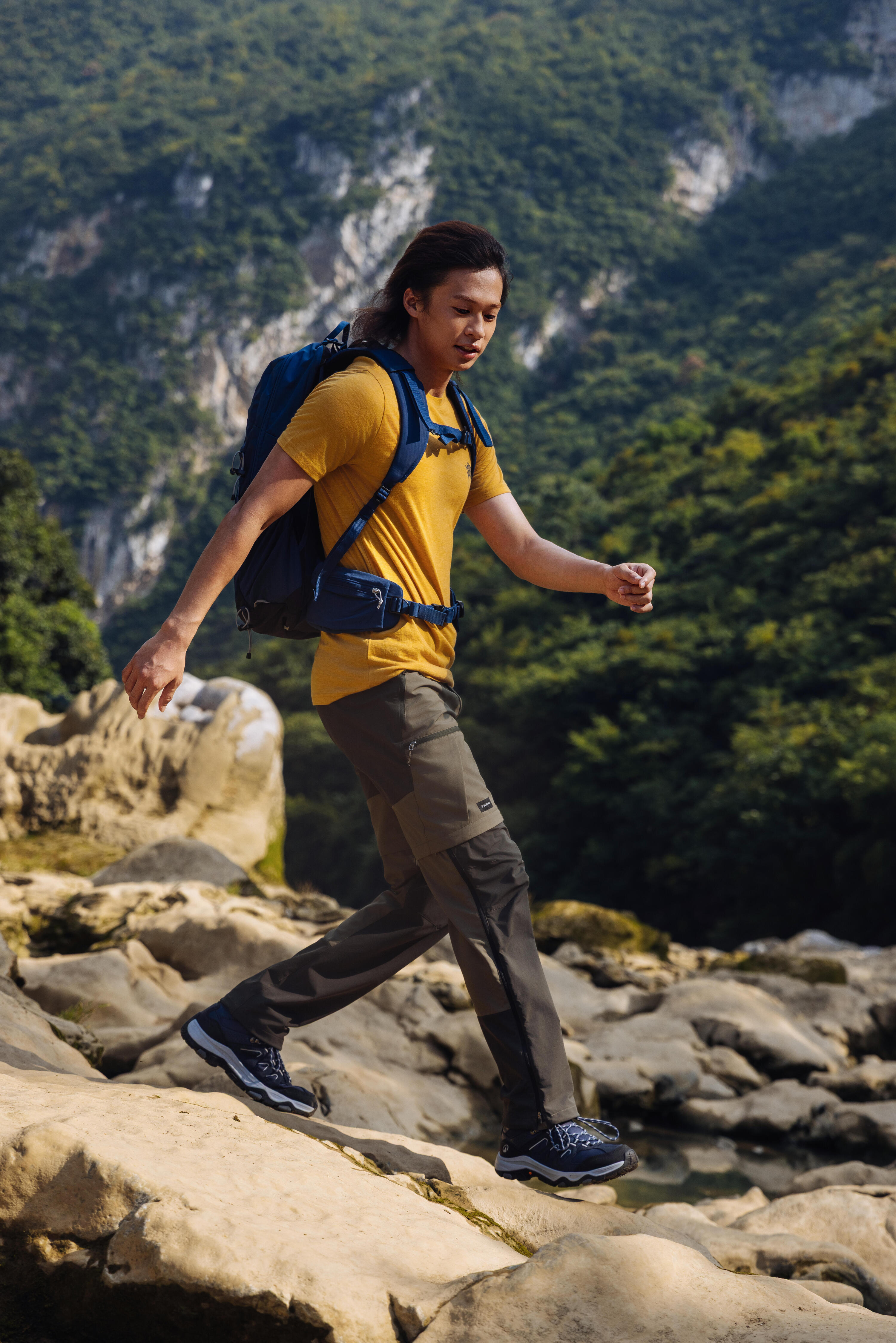 Merinoshirt Herren kurzarm Backpacking - Merino Fresh Gelb 10/14