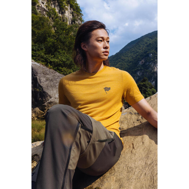 Pánské tričko na trek s krátkým rukávem z merino vlny Merino Fresh