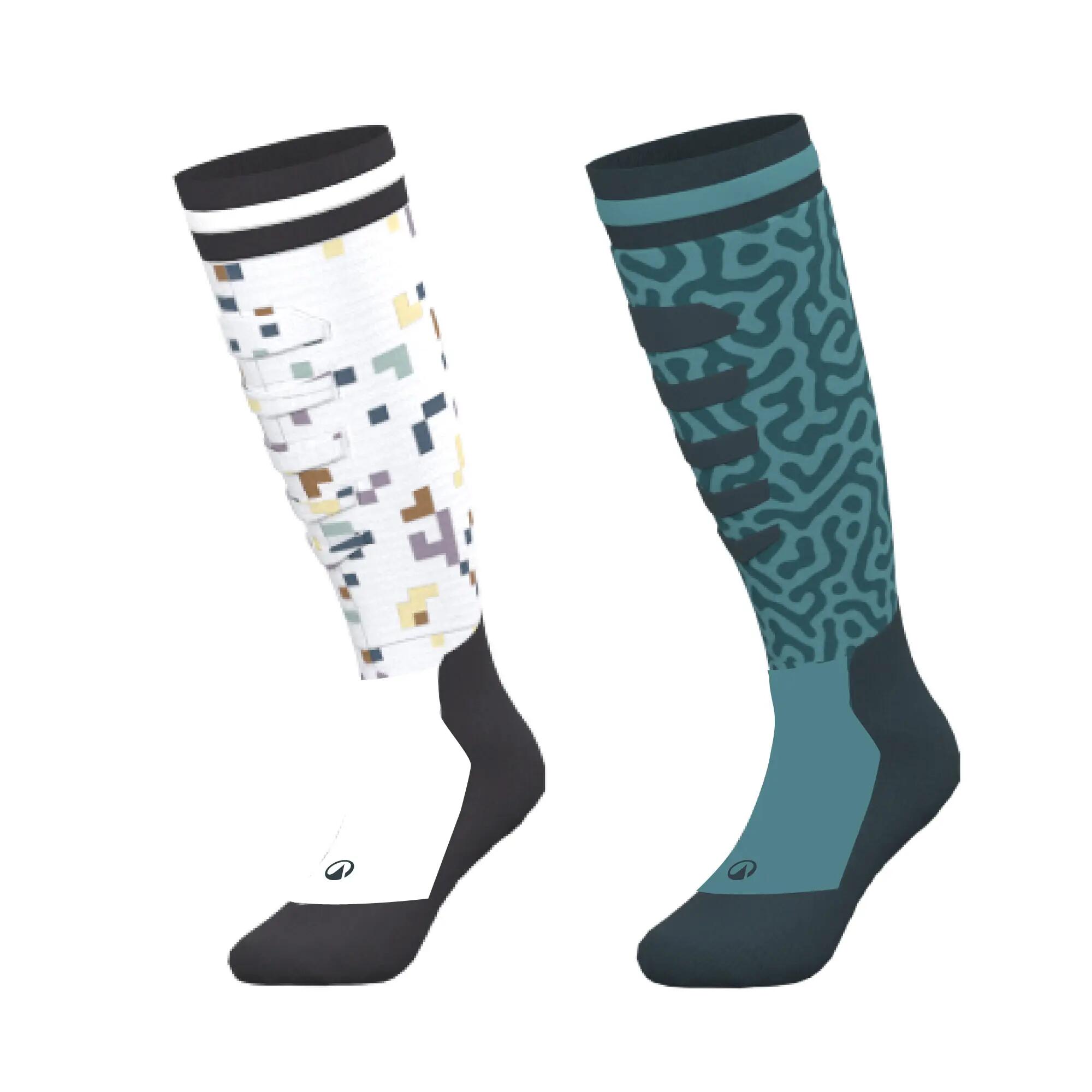 Calcetines térmicos esquí cálidos niños, en lotes de 2 pares, 500, azul motivo  2/17