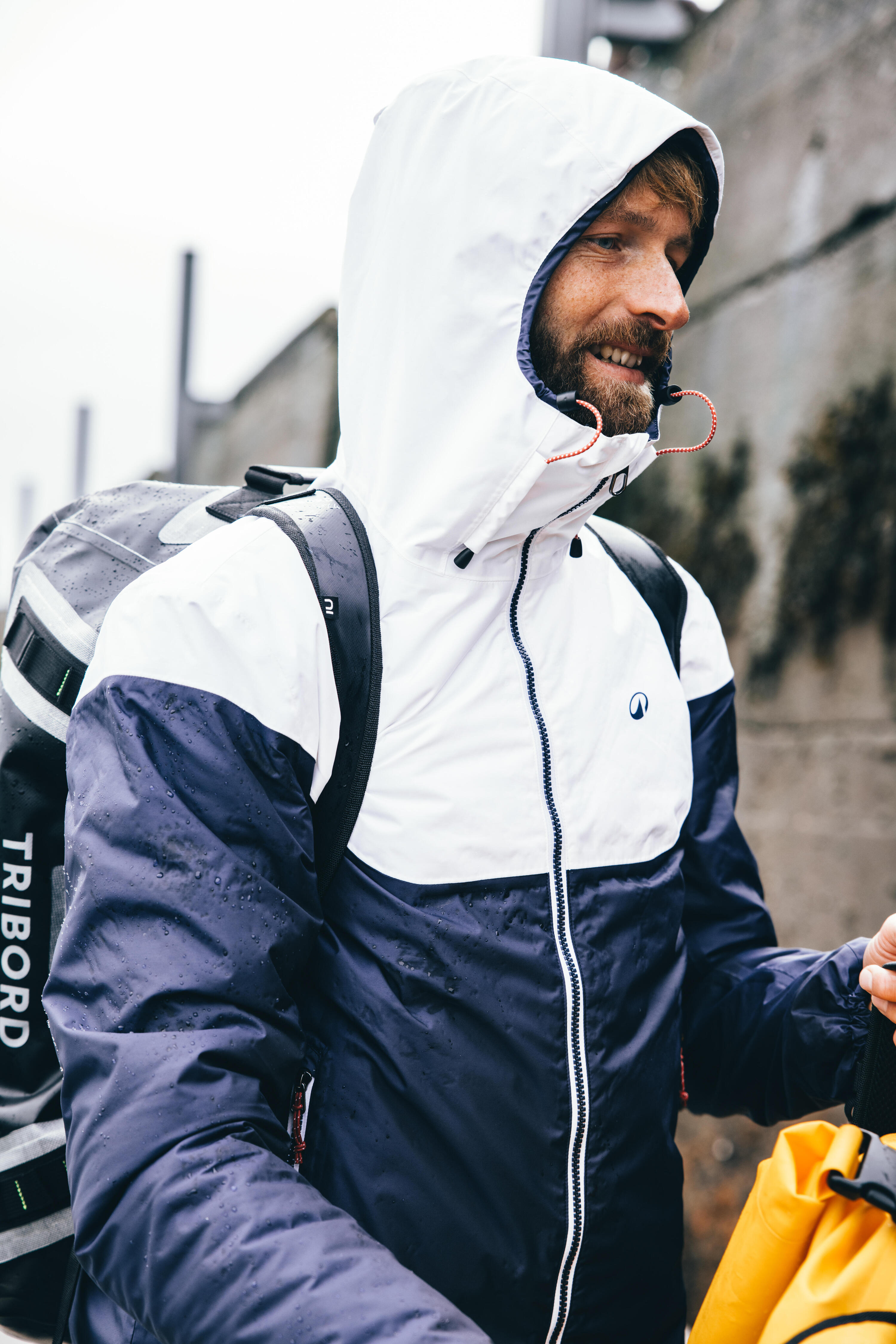 Segeljacke warm wasserdicht Herren – Sailing 100, Blau und Weiss 15/16