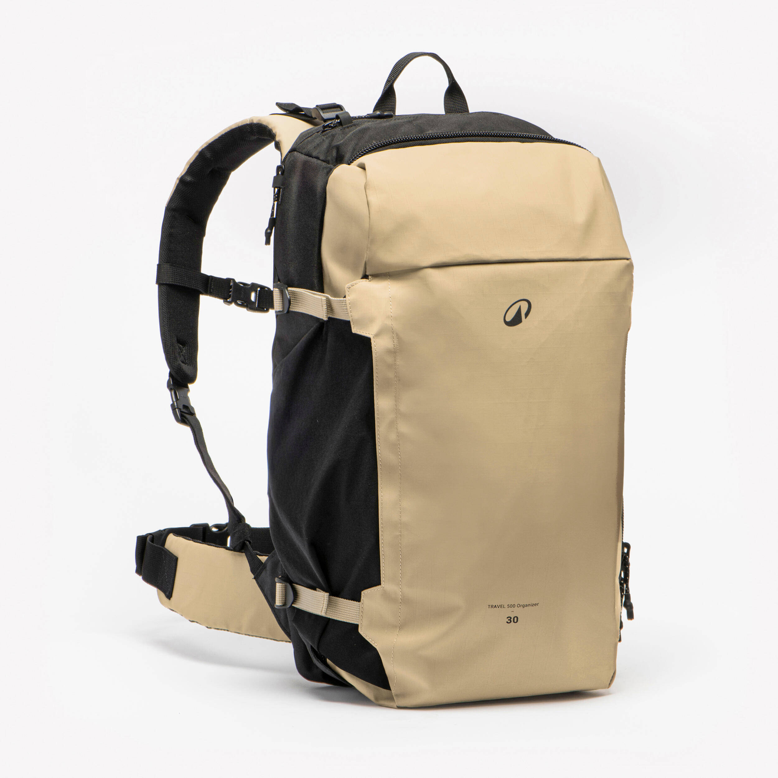 Suitcase-style opening hiking backpack 30 L, Travel 500 Organiser - Beige -  1