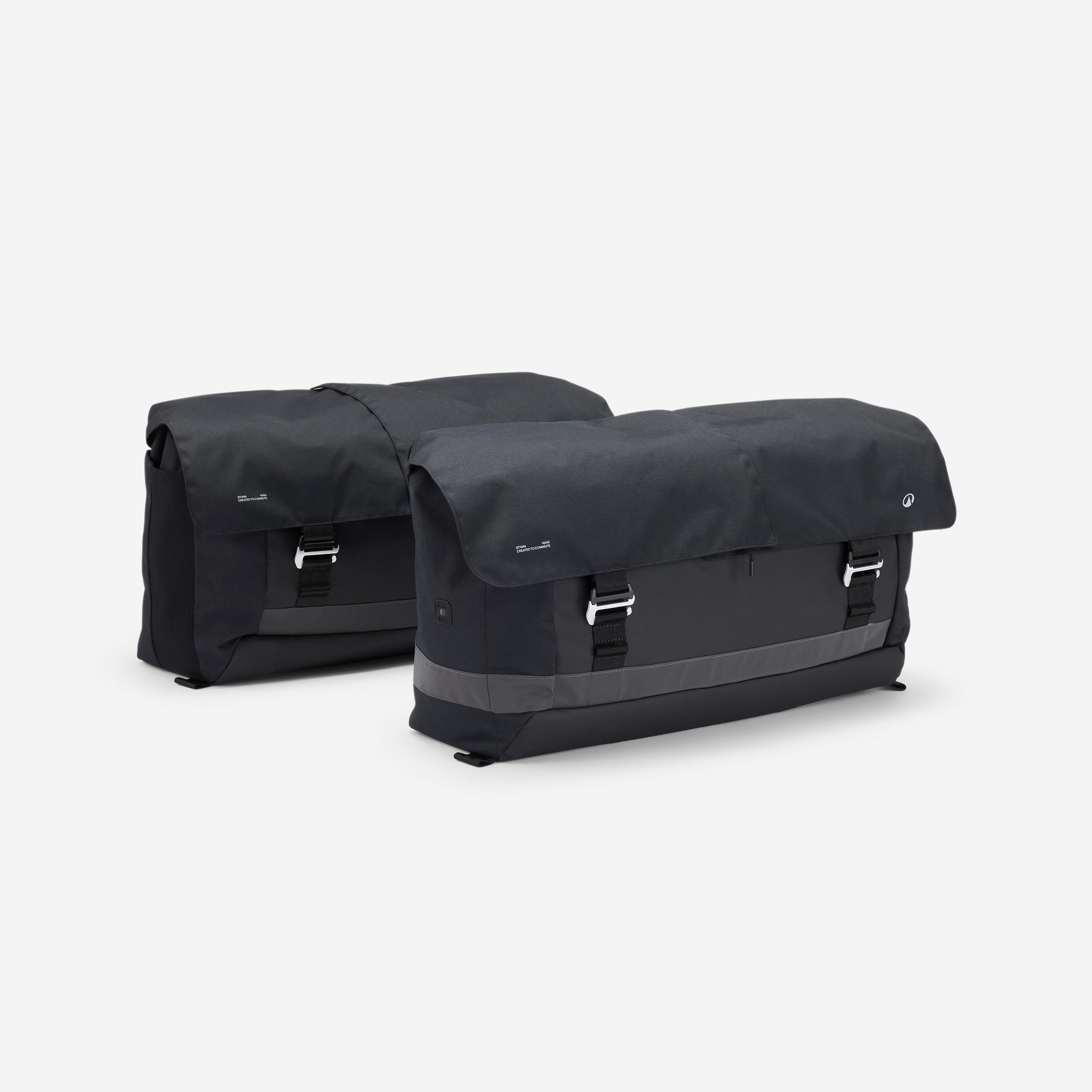 Decathlon UK BTWIN 500 2 X 50l Longtail Cargo Bike Dual Pannier Bag E-three 500 2*50l - Black | FREE Click & Collect at Stores and Asda. 365 Days return available.