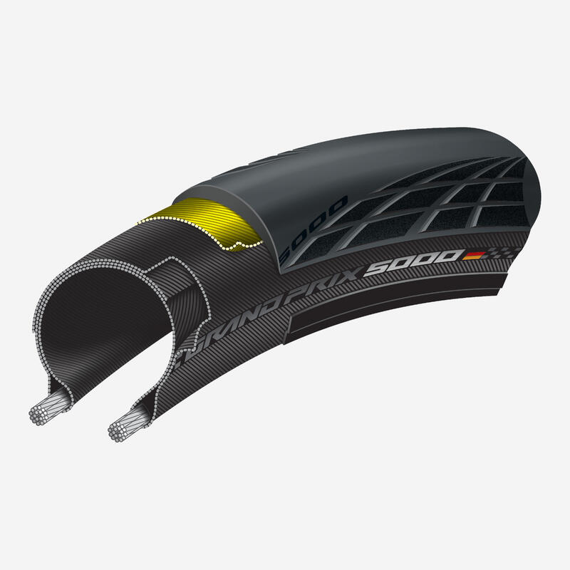 Cauciuc bicicletă șosea talon flexibil - Continental Grand Prix5000 700x25 Negru