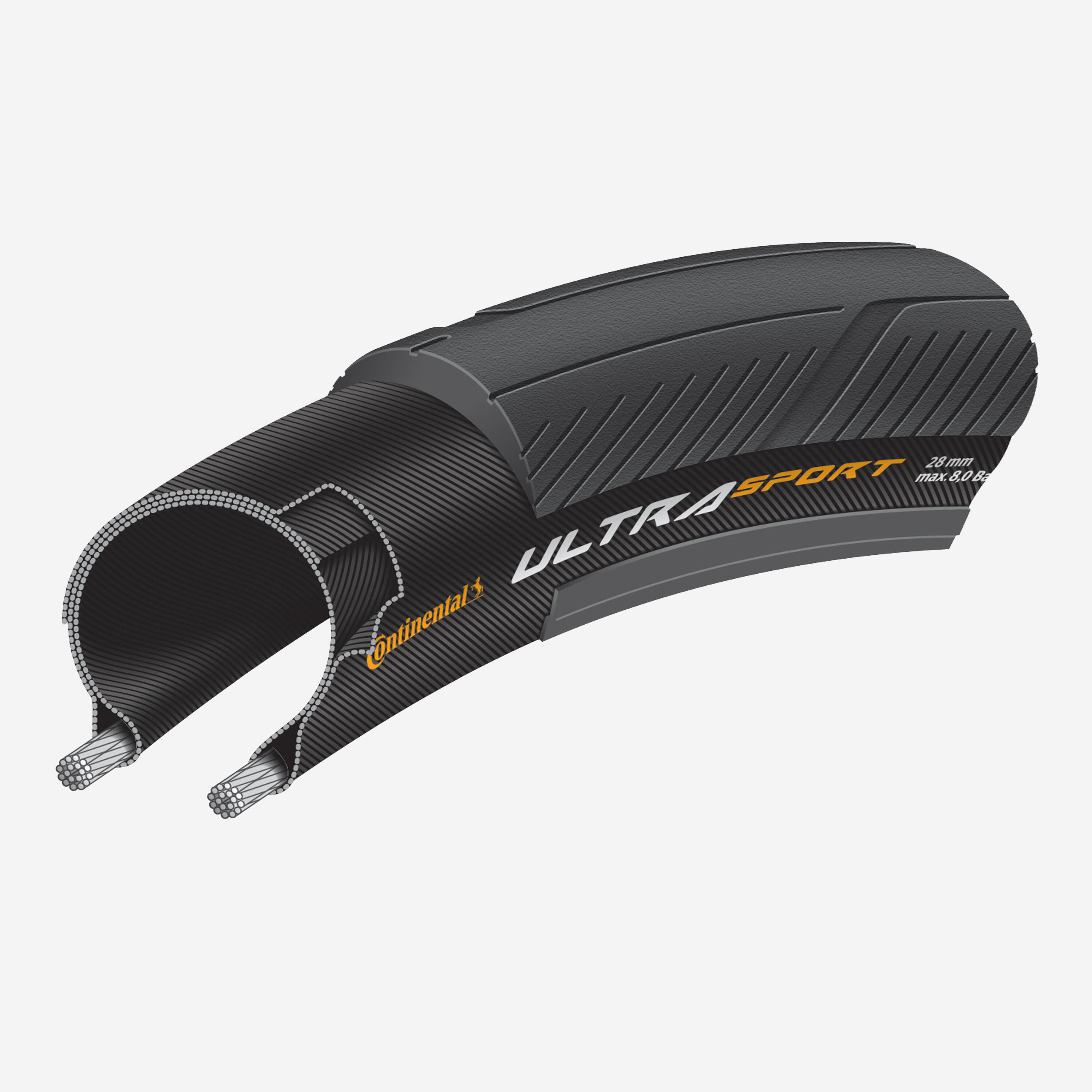 Neum. Ciclismo Carret. Continental Ultra Sport III Negro 700x25 Varillas Flex. 3/3