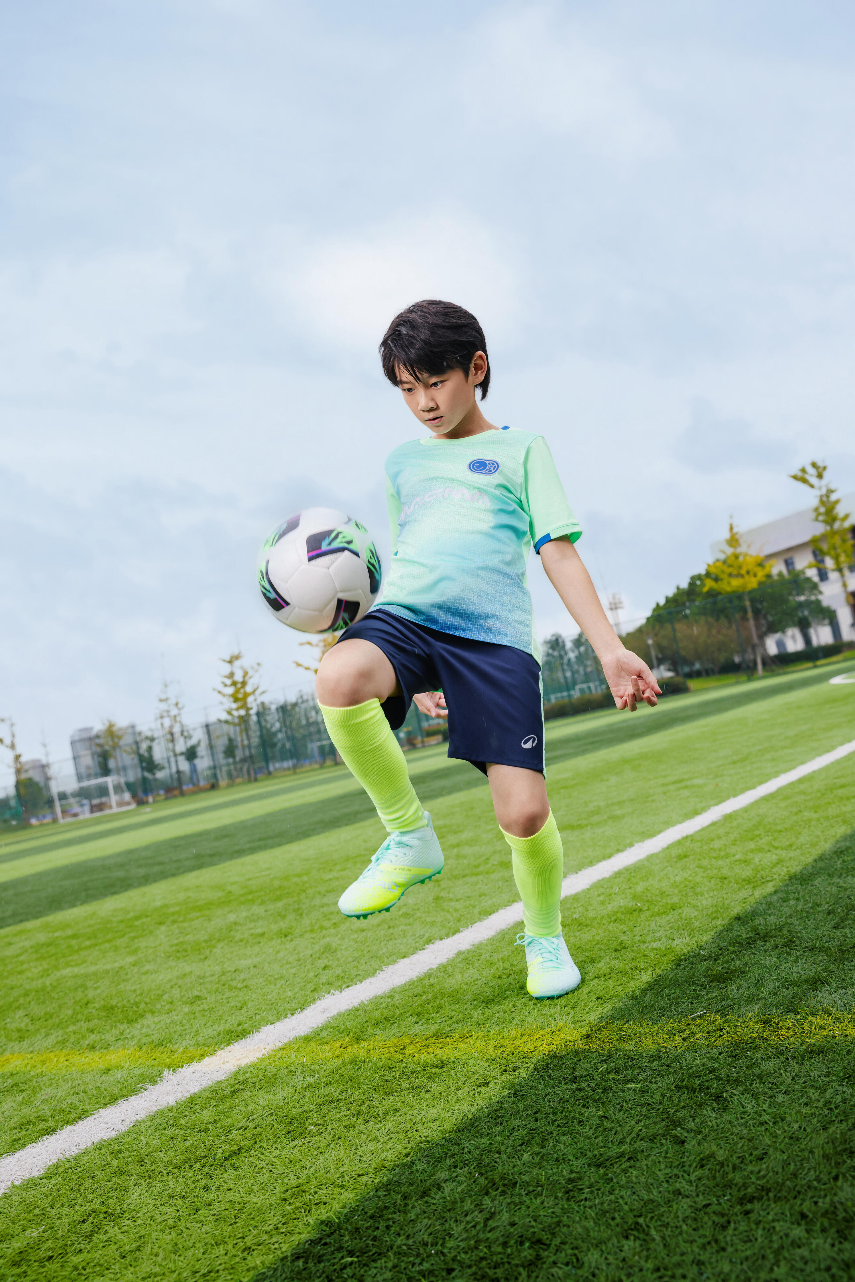 Kinder Fußball Trikot kurzarm - VIRALTO Kids Boreal grün/blau 8/8