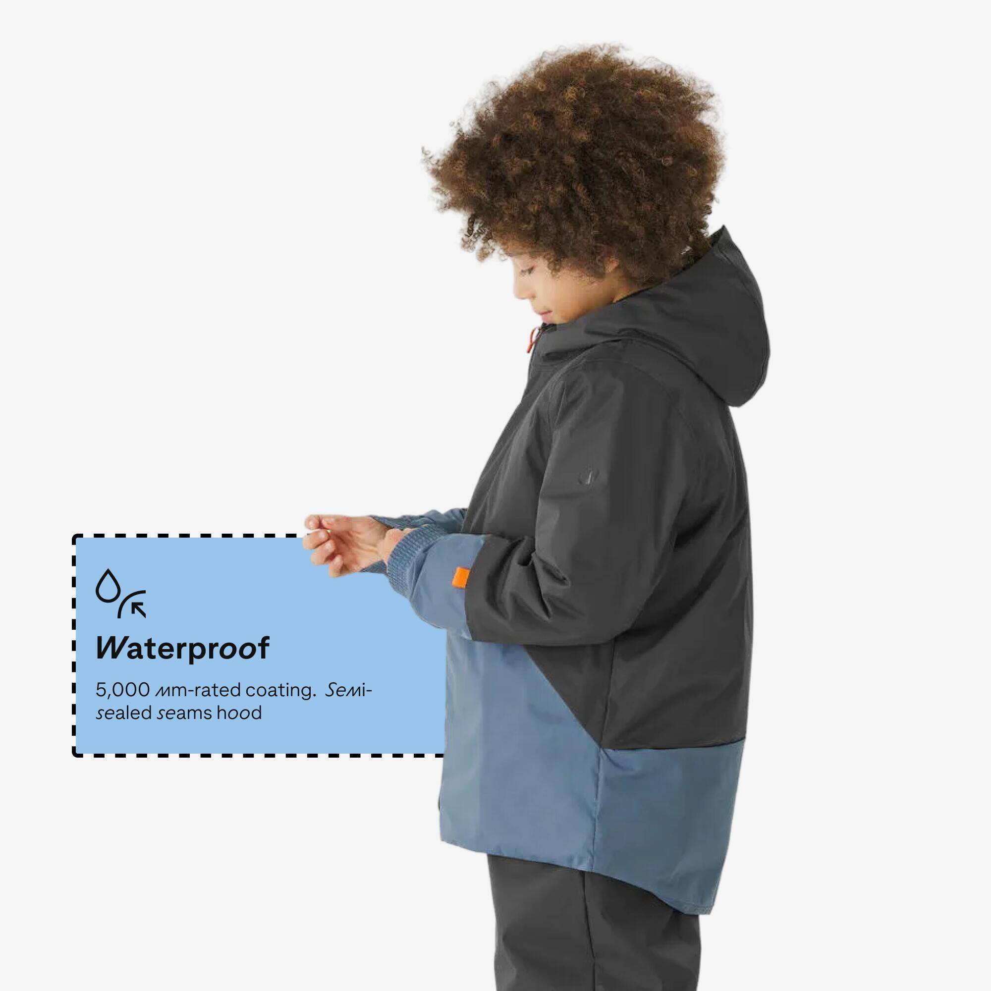 Kids’ warm ski jacket, 5-15 years, SKI100 - Blue and Grey -  3