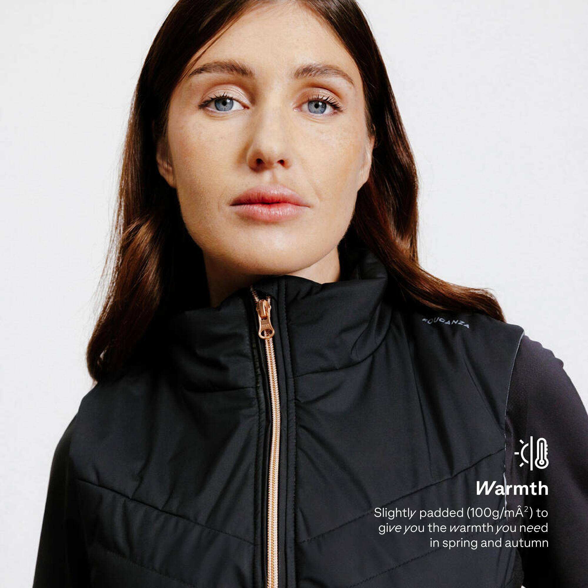 Women's Sleeveless Horse Riding Down Jacket 500 - Black/Pink Golden Zip -  4