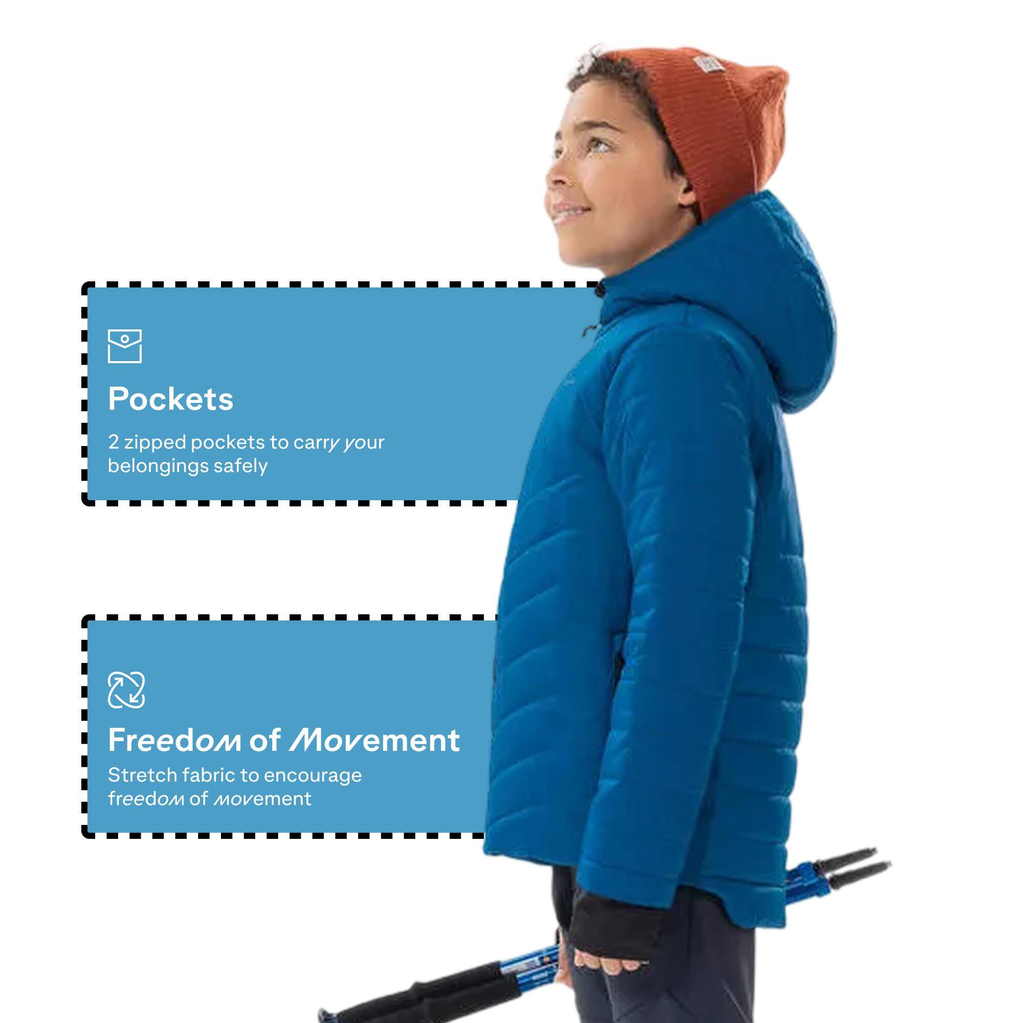 Kids' Warm Padded Hiking Jacket MH 500 7-15 Years - Blue -  5