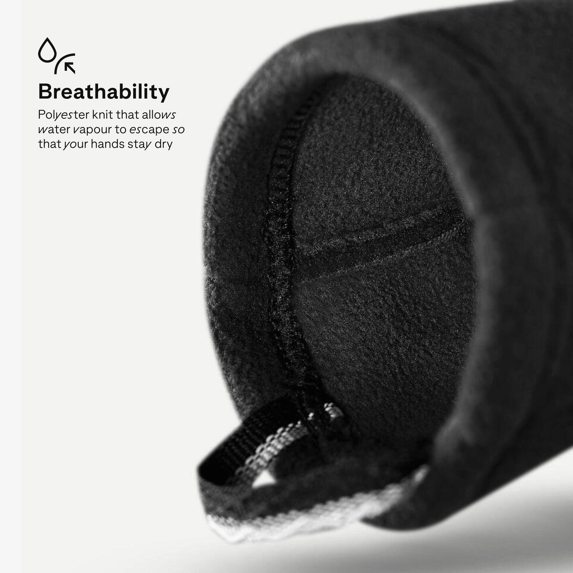 Adult mountain trekking fleece gloves -  MT500 Black -  3