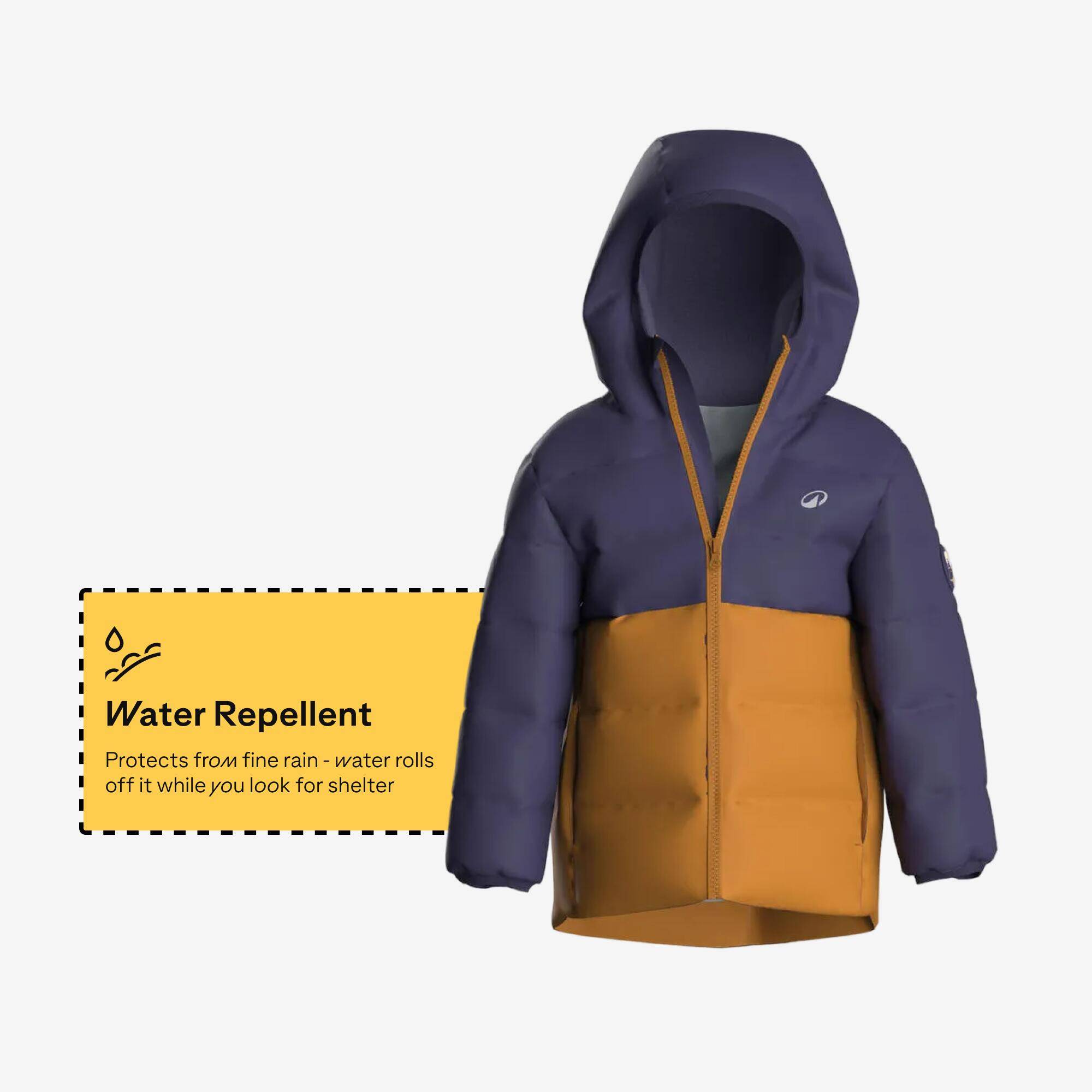 Kids’ padded hiking jacket, 2-6 years NH500 - Blue and Brown -  3