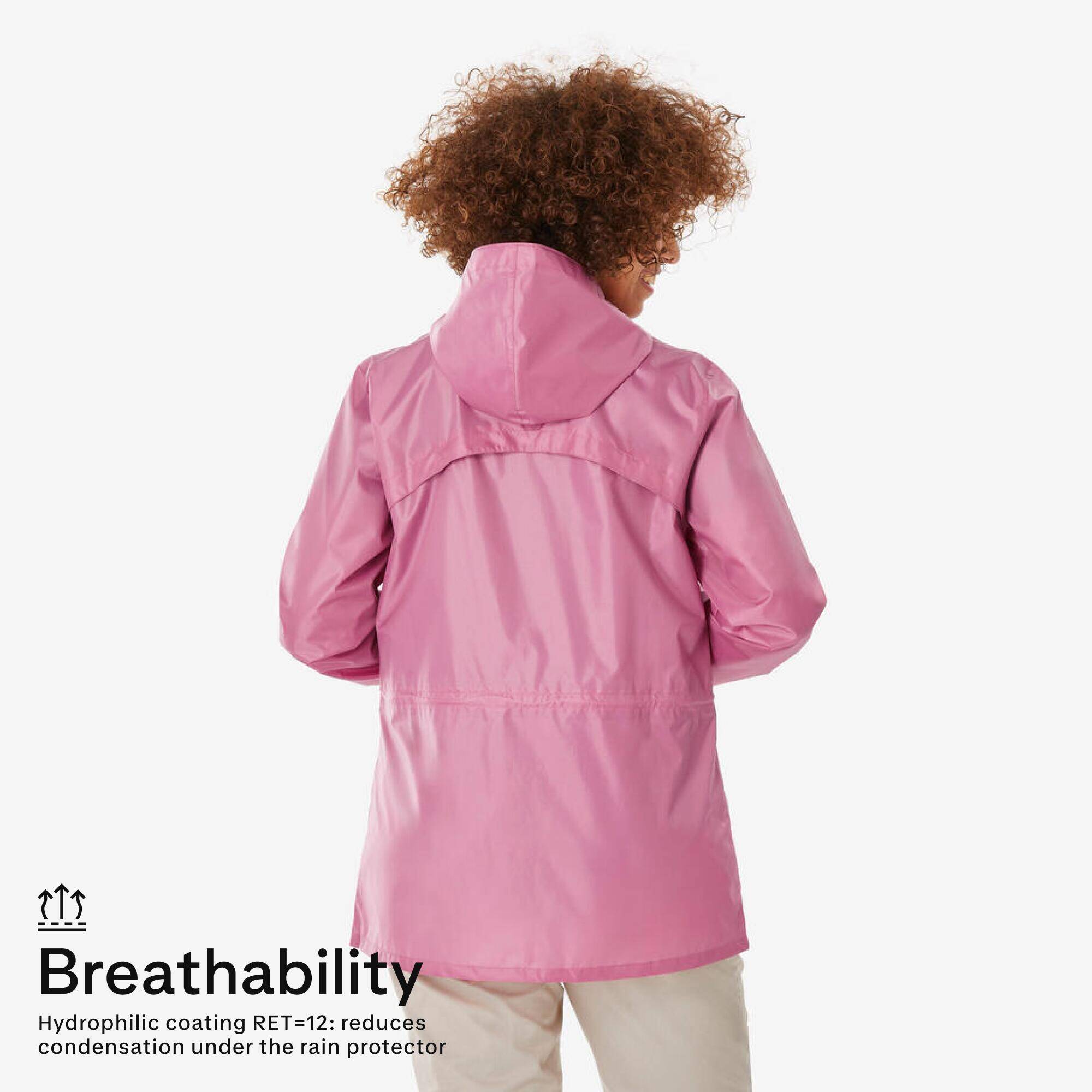 Women’s water-repellent and windproof hiking jacket Raincut Full Zip - Pink -  4