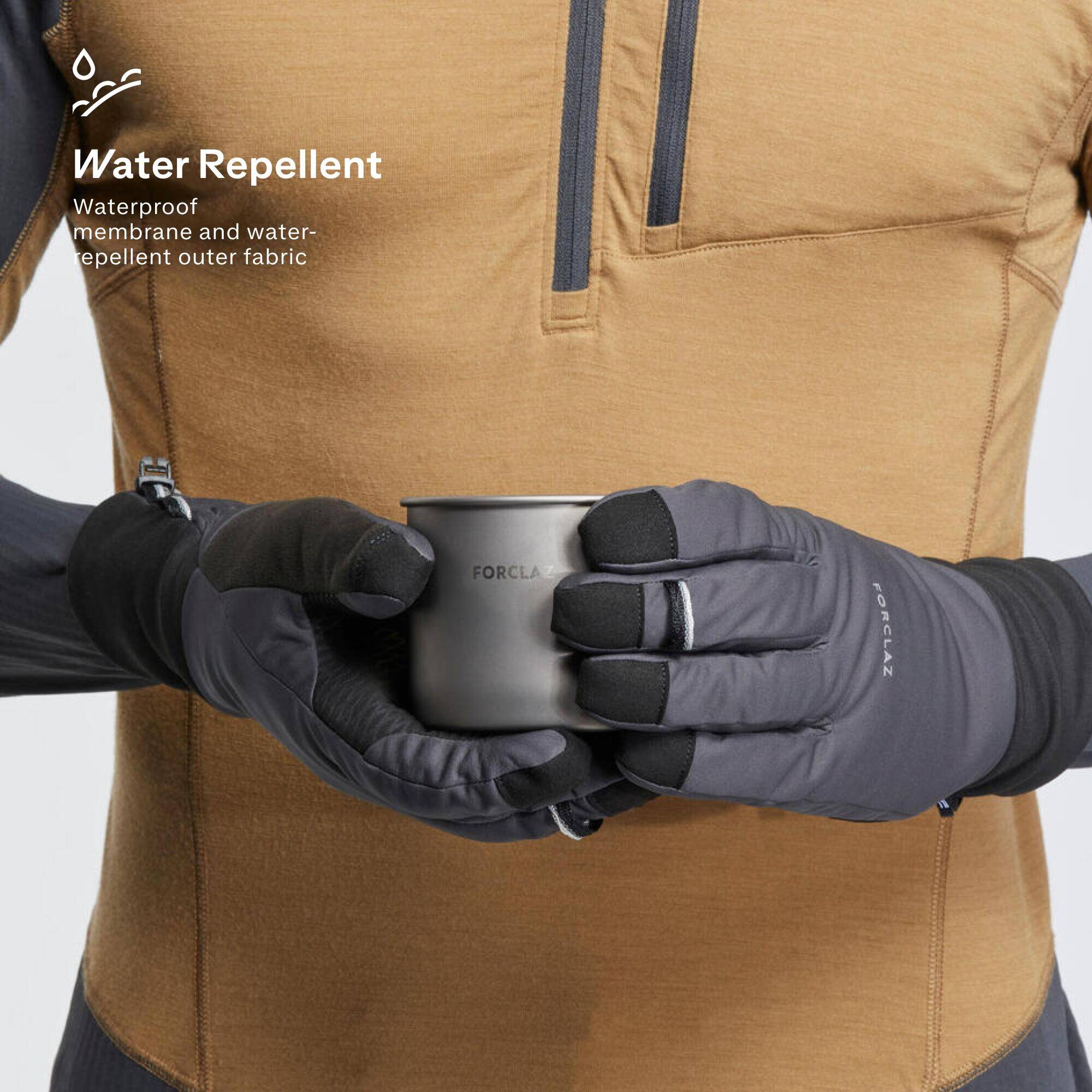 Adults’ windproof tactile trekking gloves, MT900 - Grey -  3