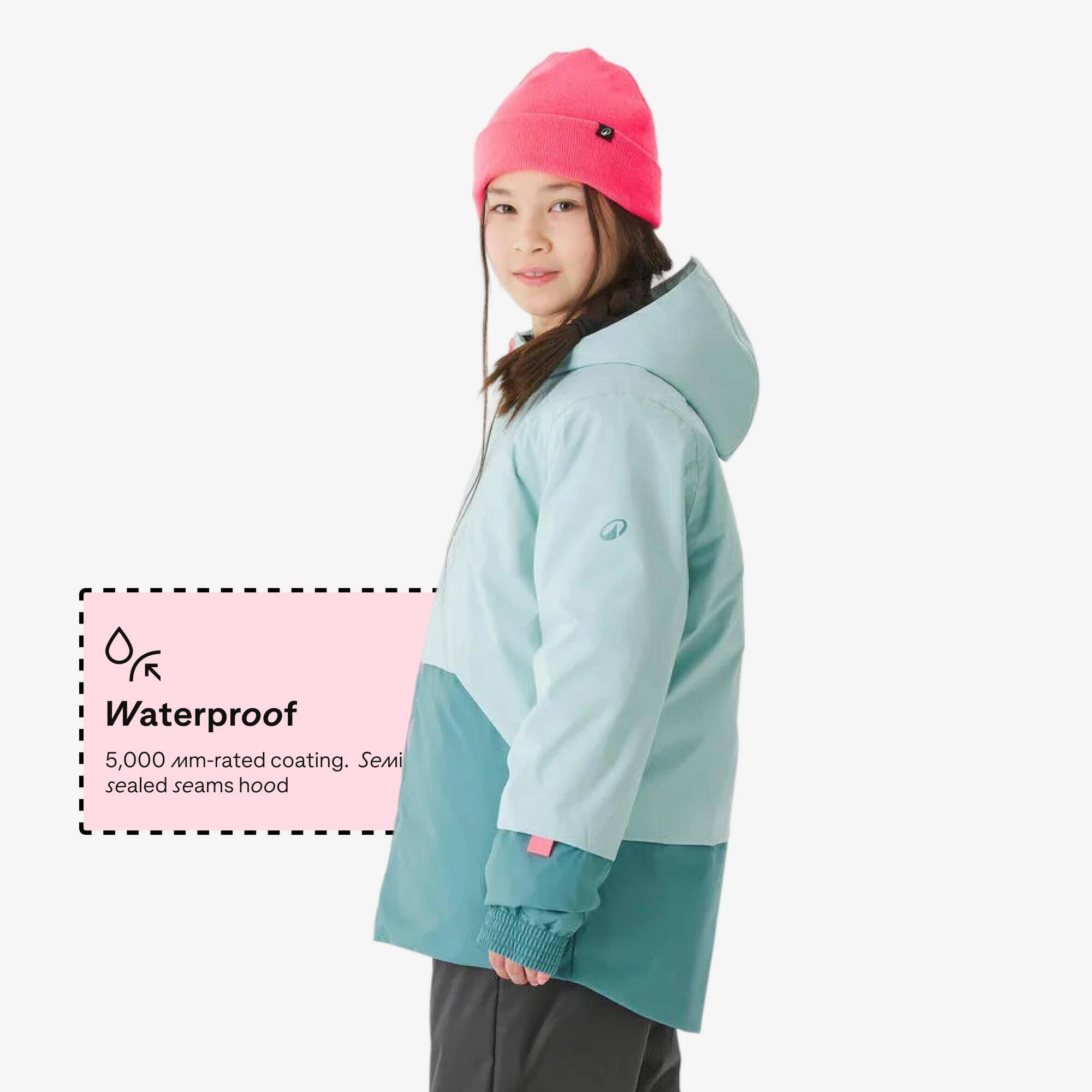 Kids’ warm ski suit, 5-15 years, SKI100 - Turquoise -  4