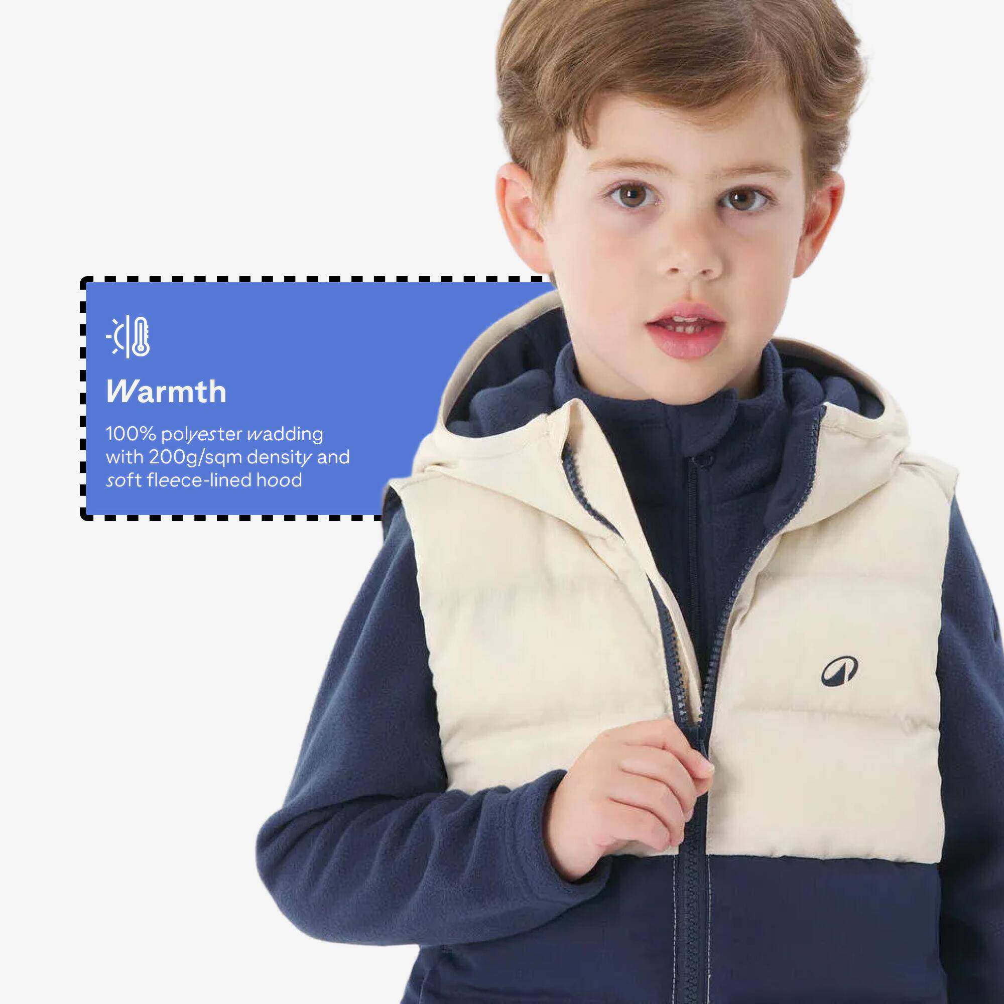 NH500 kids’ sleeveless padded hiking jacket - 2–6 years - Blue and beige -  3