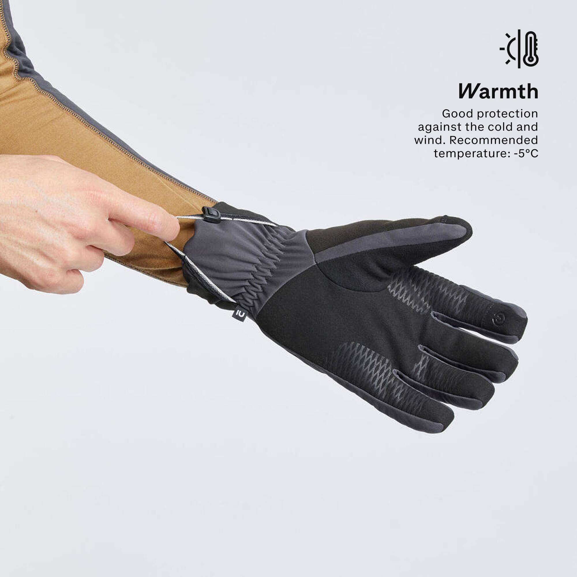 Adults’ windproof tactile trekking gloves, MT900 - Grey -  5