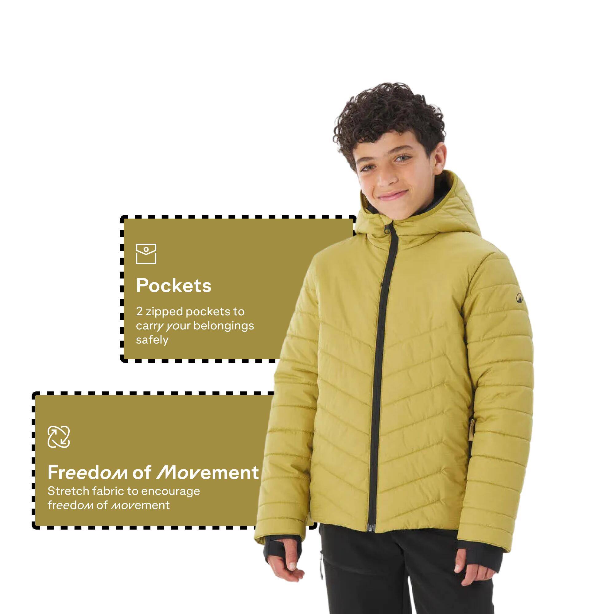 MH500 kids' padded hiking jacket - 7–15 years - Yellow -  3