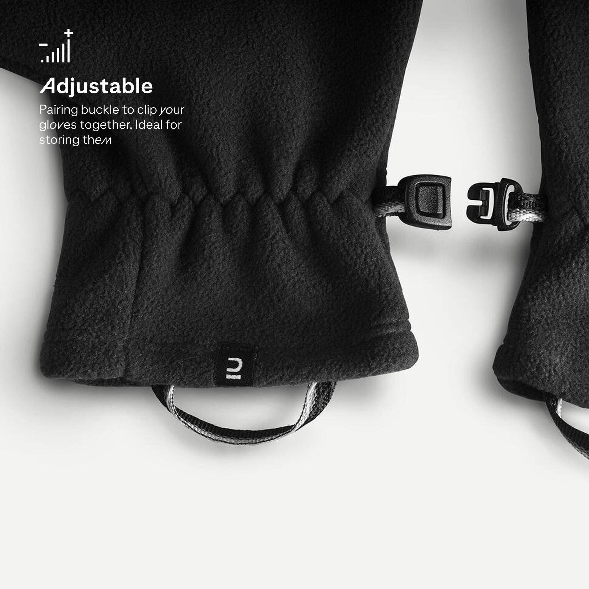 Adult mountain trekking fleece gloves -  MT500 Black -  5