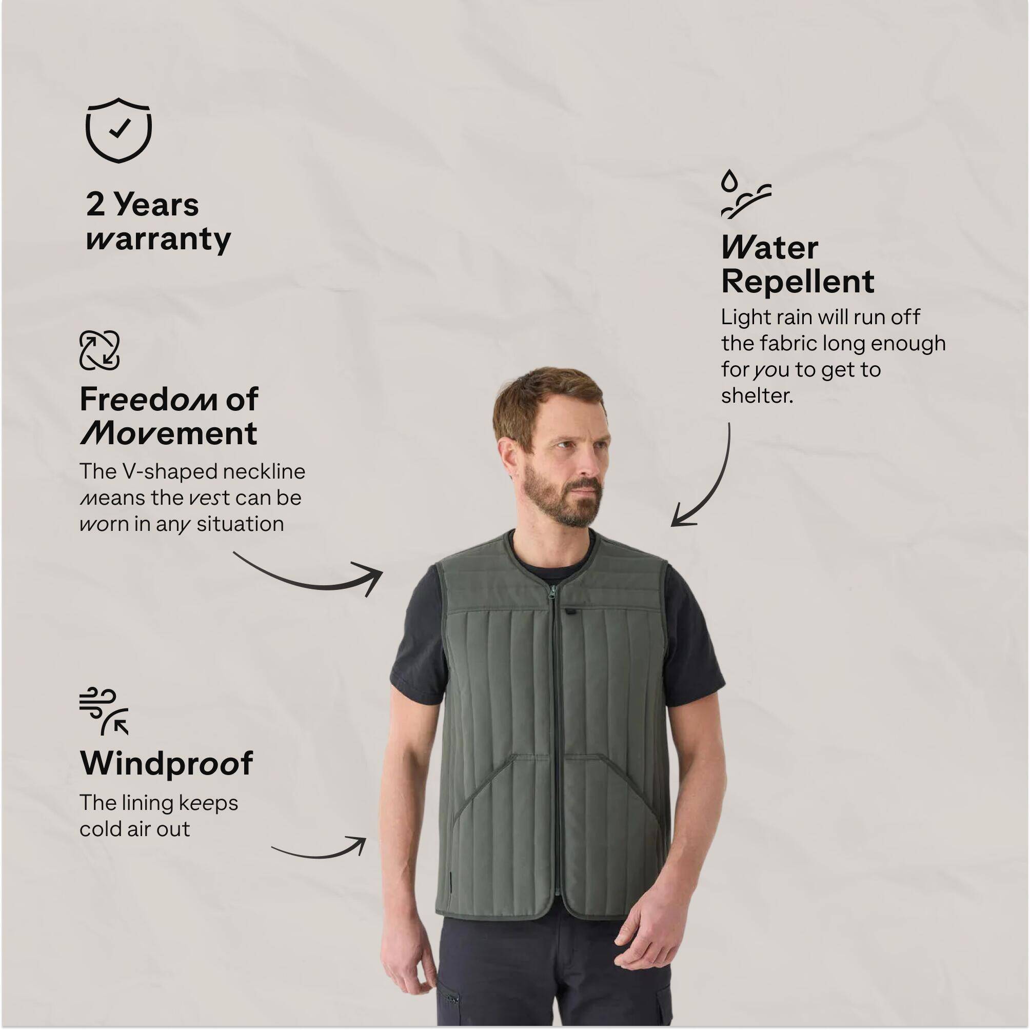 Reversible quilted vest 100, green -  3