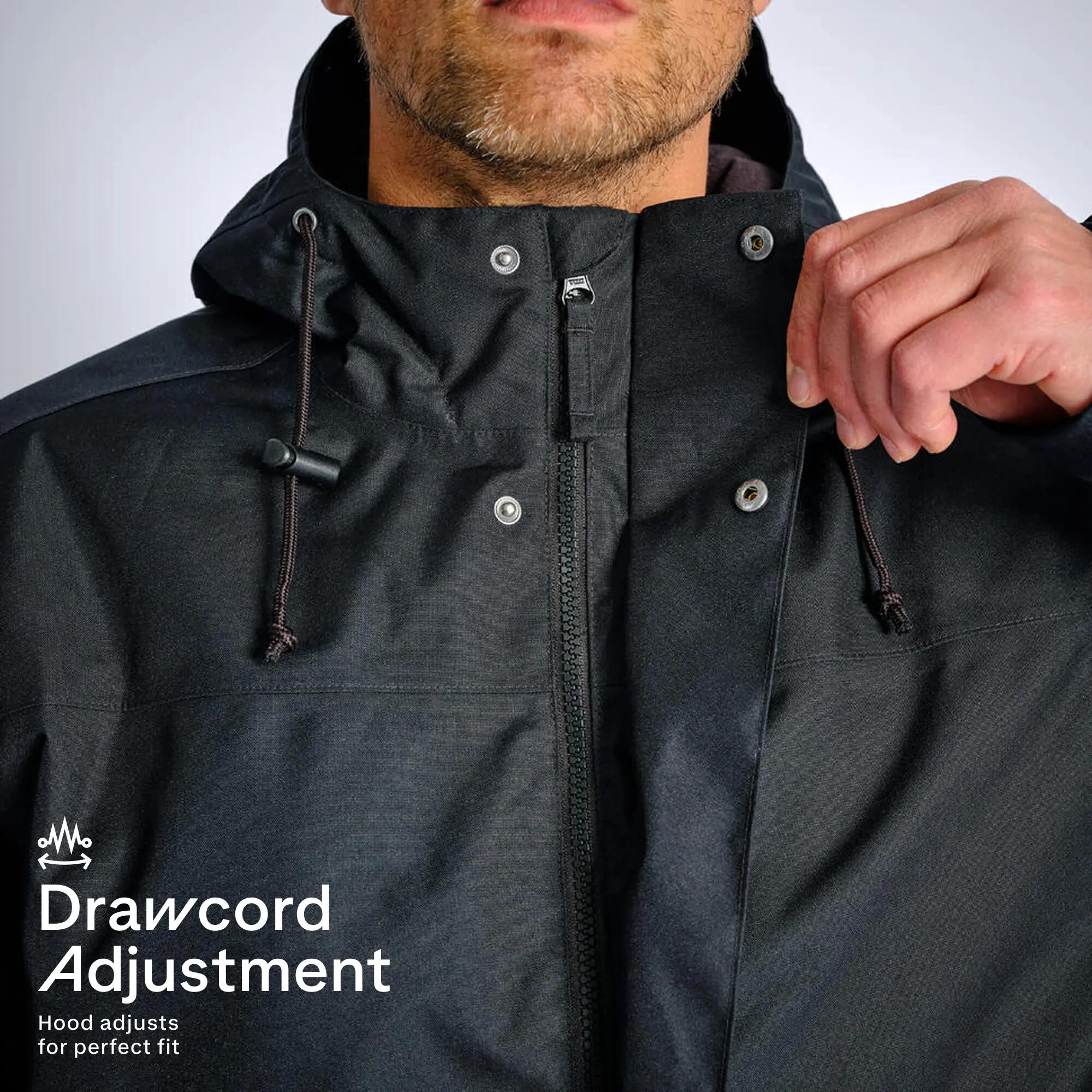 Men Reinforced Warm Winter Jacket - Waterproof With Fleece Lining, Upto -10°C - Black -  3