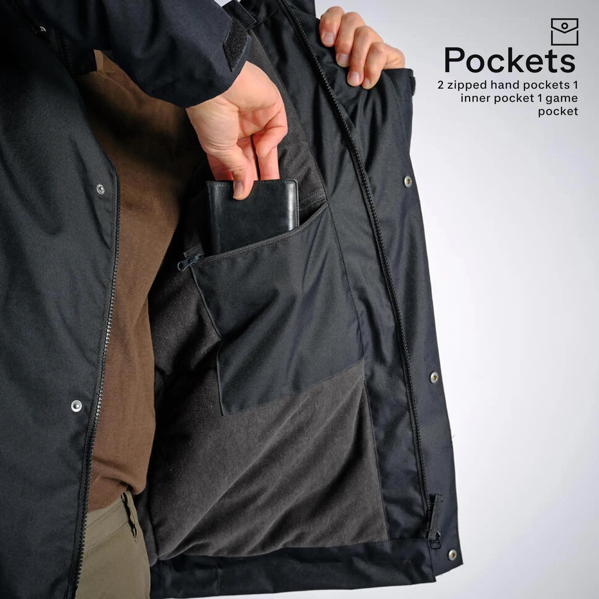 Men Reinforced Warm Winter Jacket - Waterproof With Fleece Lining, Upto -10°C - Black -  4