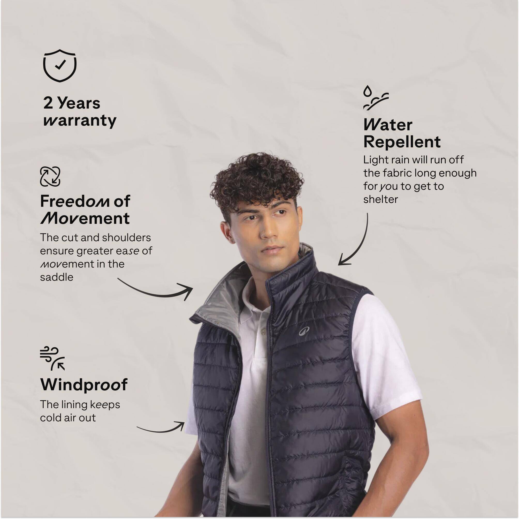 Men Horse Riding Sleeveless Gilet 100 - Navy -  3