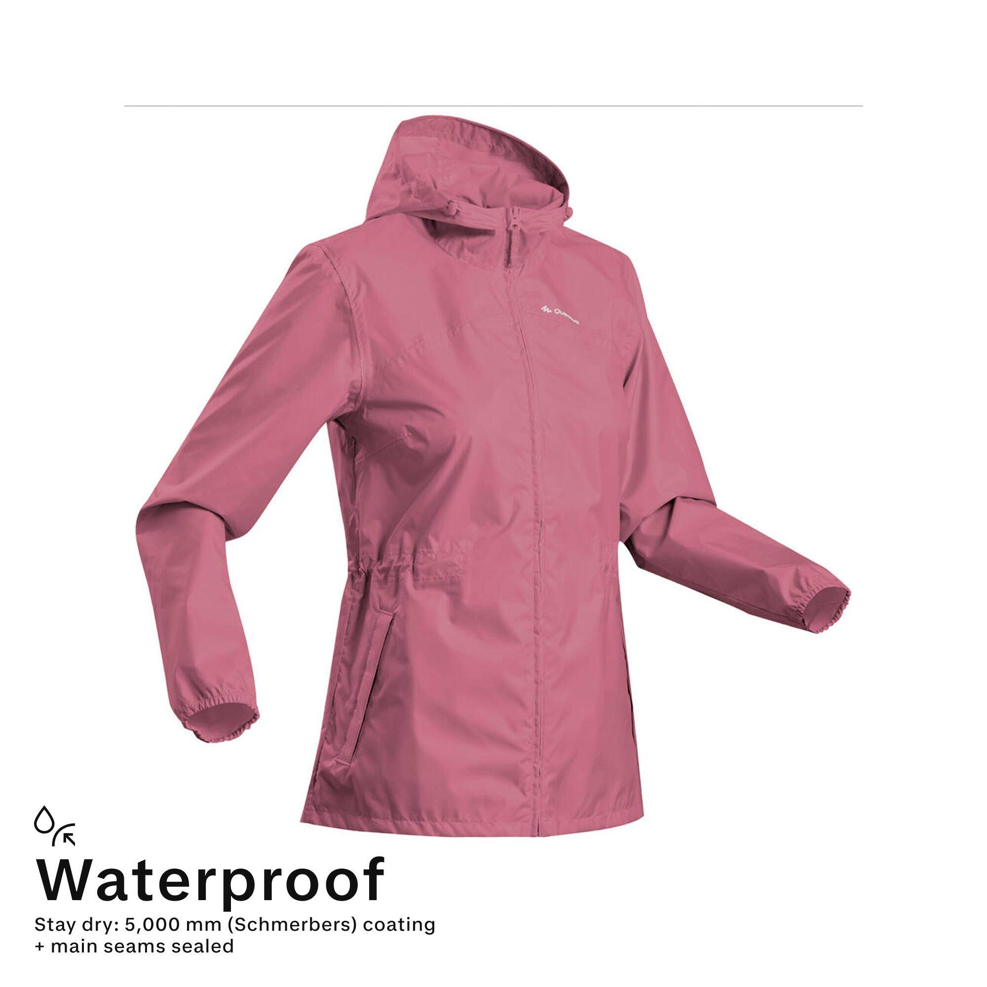 Women’s water-repellent and windproof hiking jacket Raincut Full Zip - Pink -  5