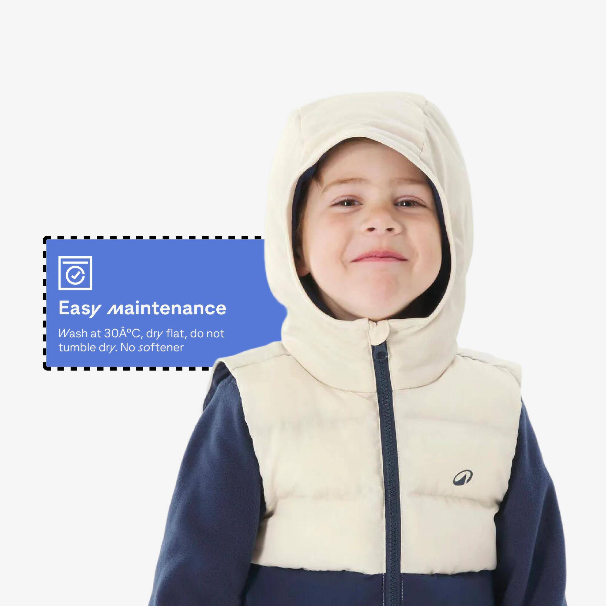 NH500 kids’ sleeveless padded hiking jacket - 2–6 years - Blue and beige -  5