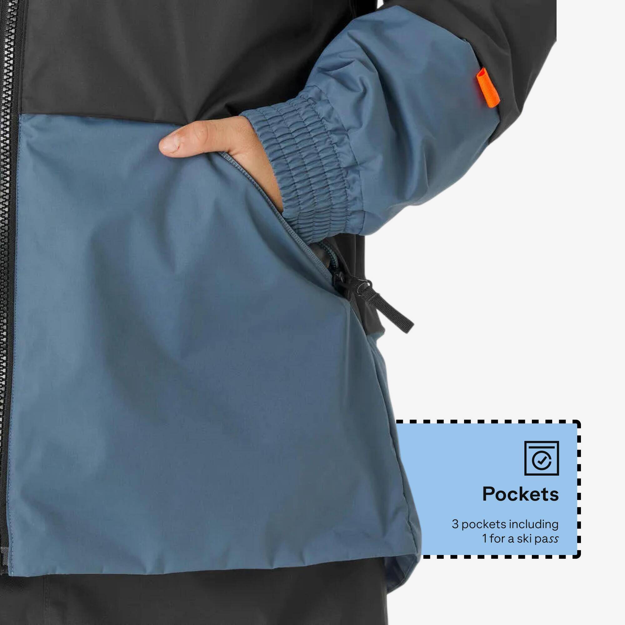 Kids’ warm ski jacket, 5-15 years, SKI100 - Blue and Grey -  4