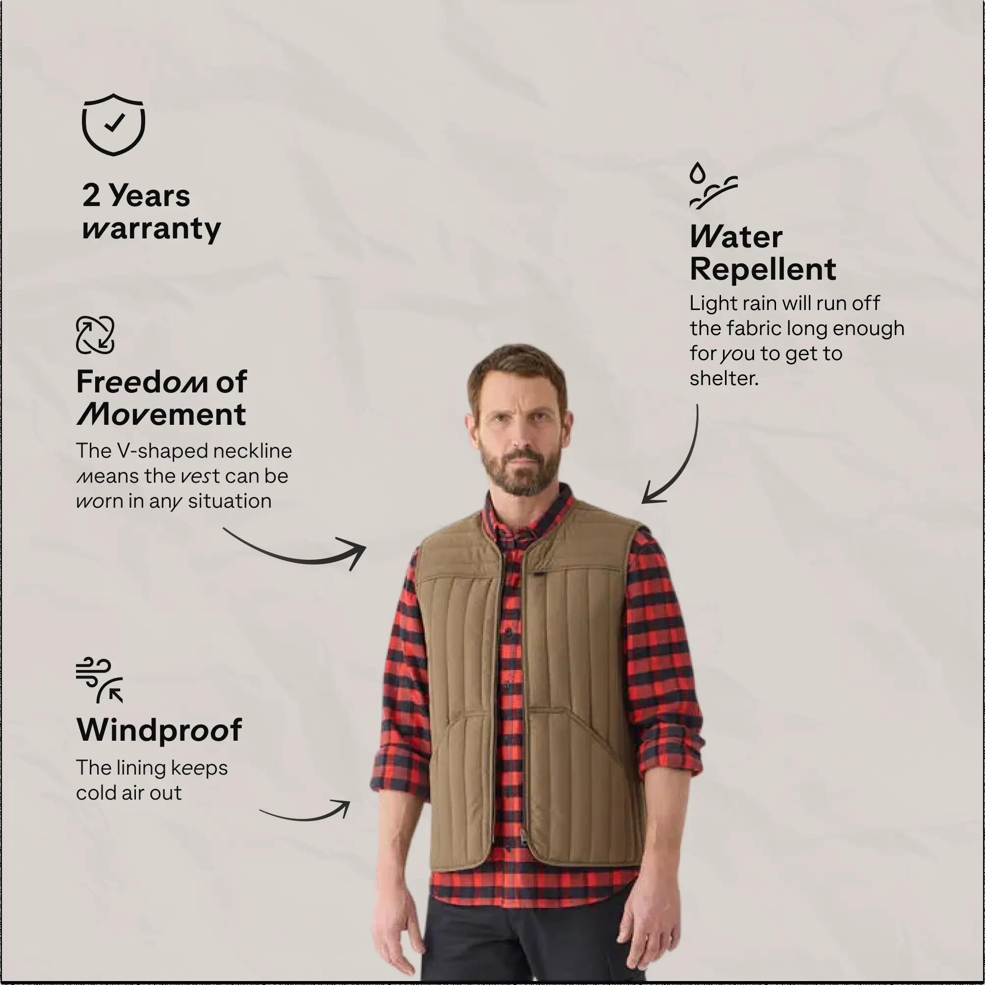 Quilted vest 100, beige -  3