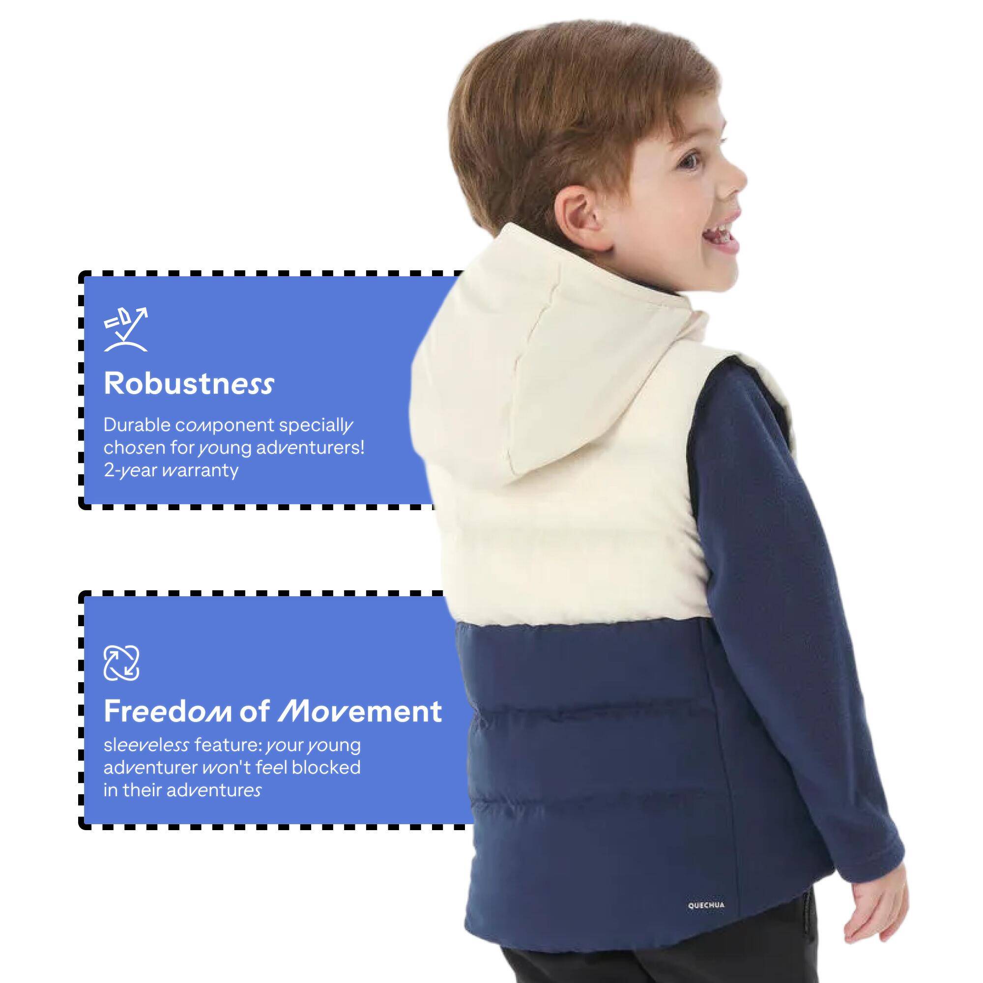 NH500 kids’ sleeveless padded hiking jacket - 2–6 years - Blue and beige -  4