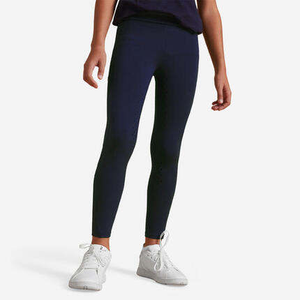 Reitleggings 500 Full Grip Kinder graugrün