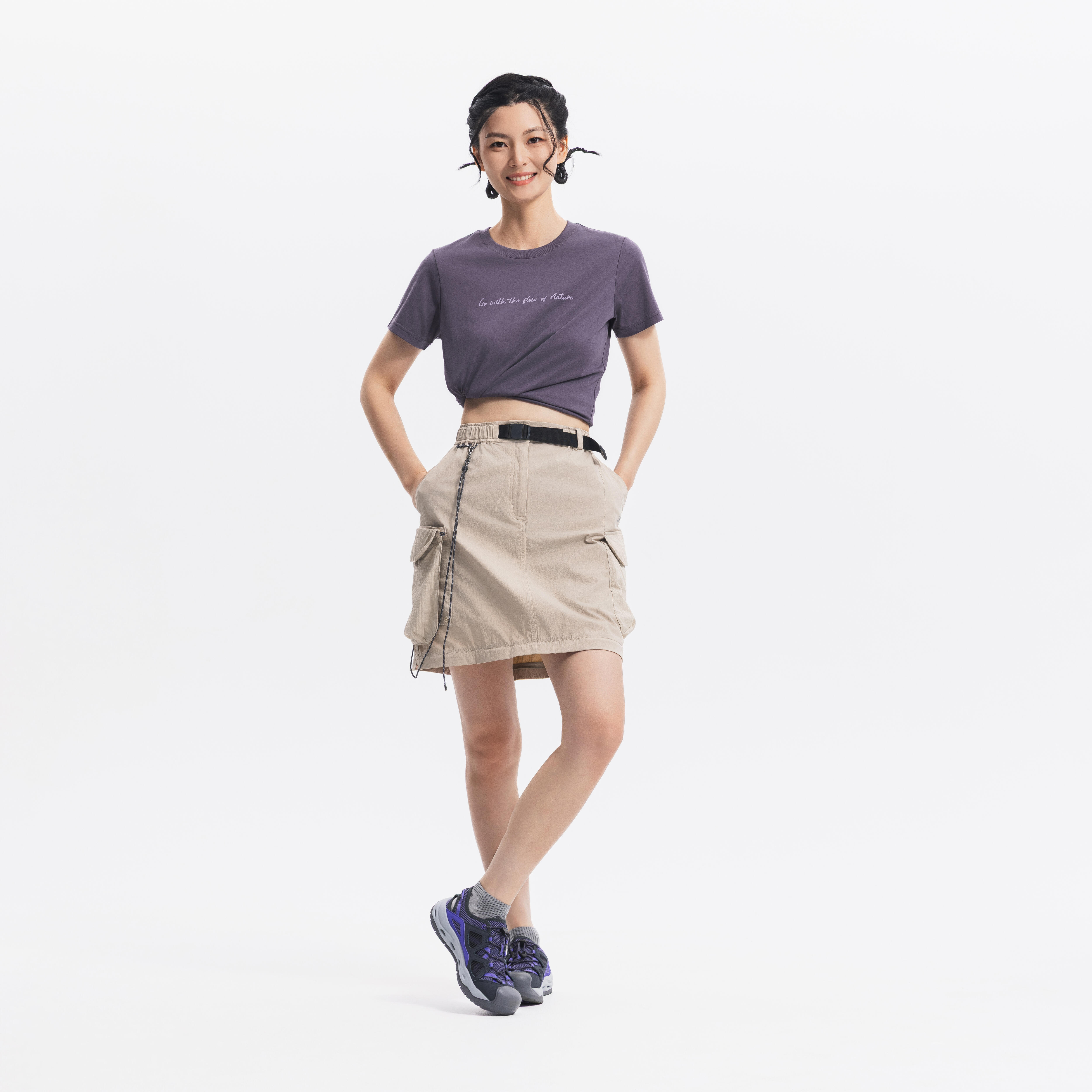 Women's Hiking Skirt Zip Off NH900 - Lunar Beige