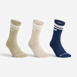 Chaussettes de sport hautes lot de 3 paires adulte, NB High kaki beige bleu