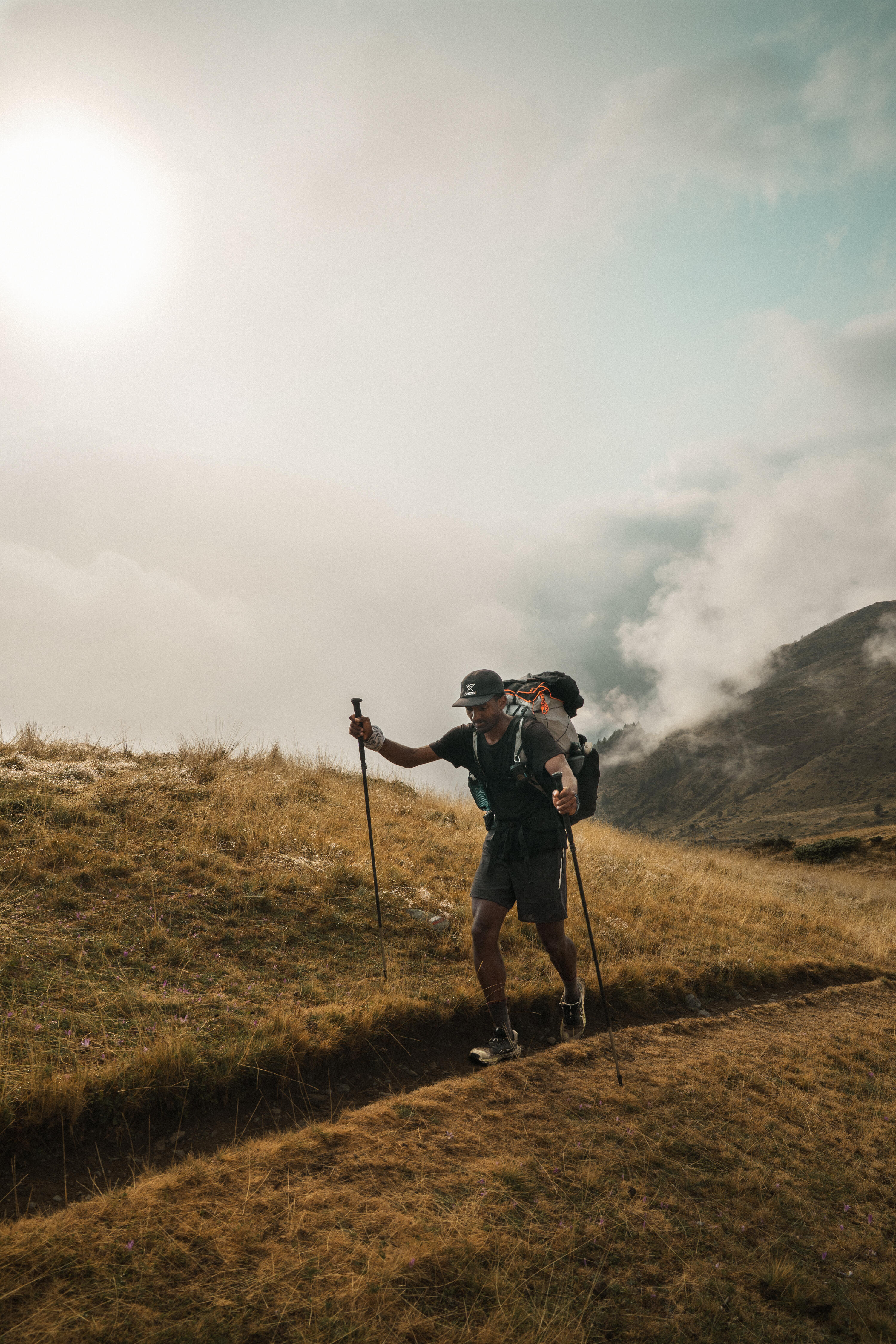 Paire de bâtons de trek compact en carbone, Sprint noir 8/13