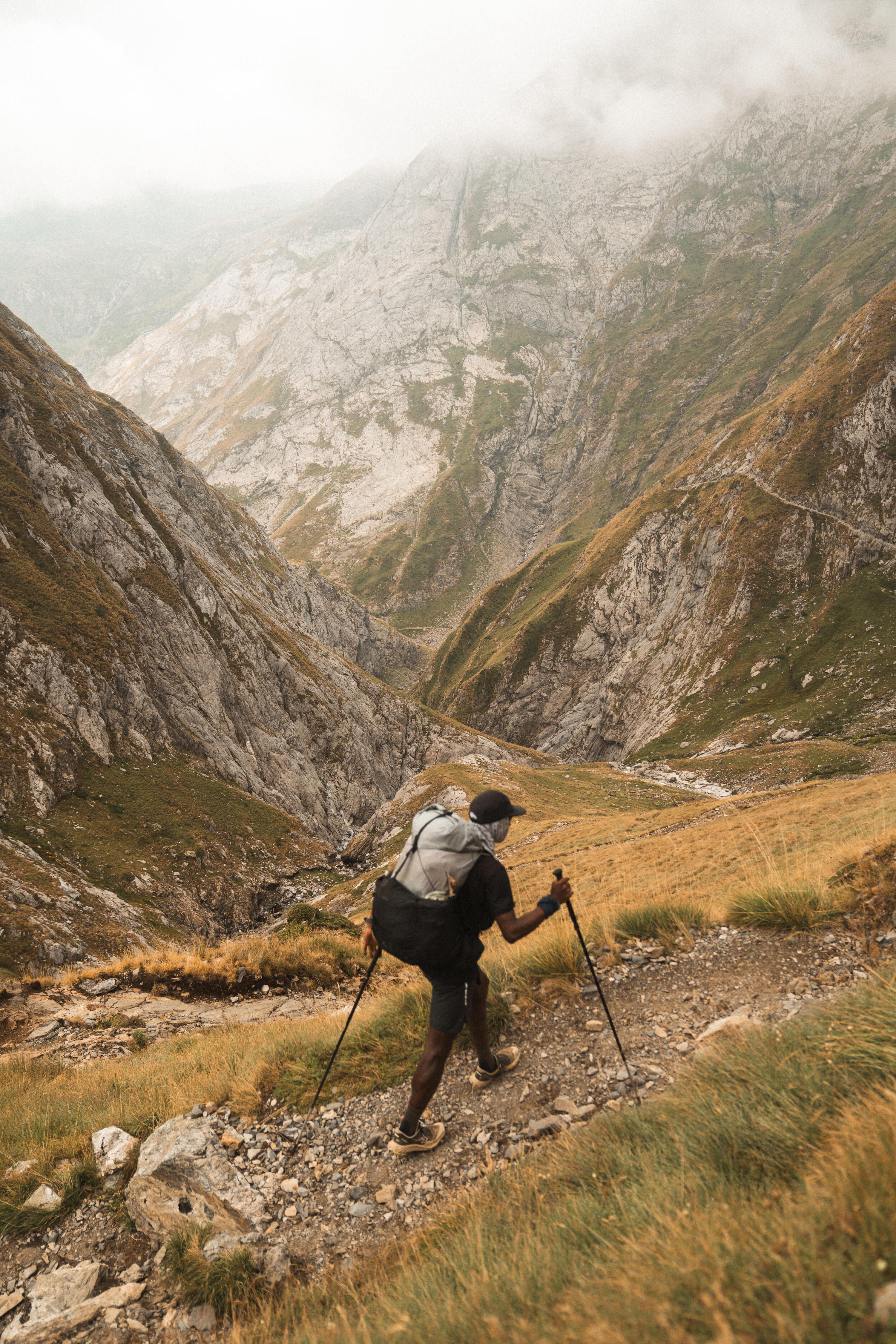 Paire de bâtons de trek compact en carbone, Sprint noir 12/13