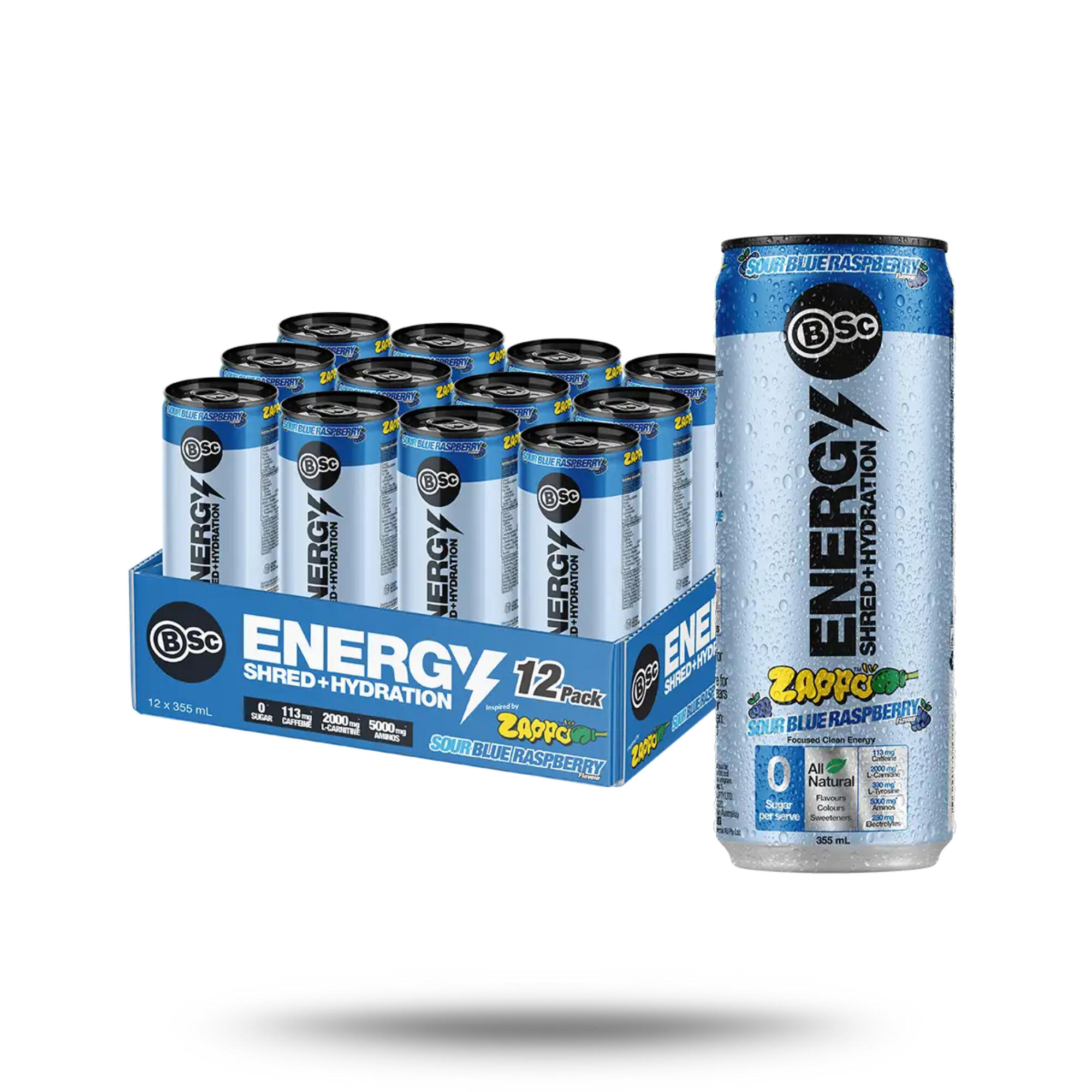 BSc Energy Shred Hydration 355ml Zappo Sour Blue Raspberry