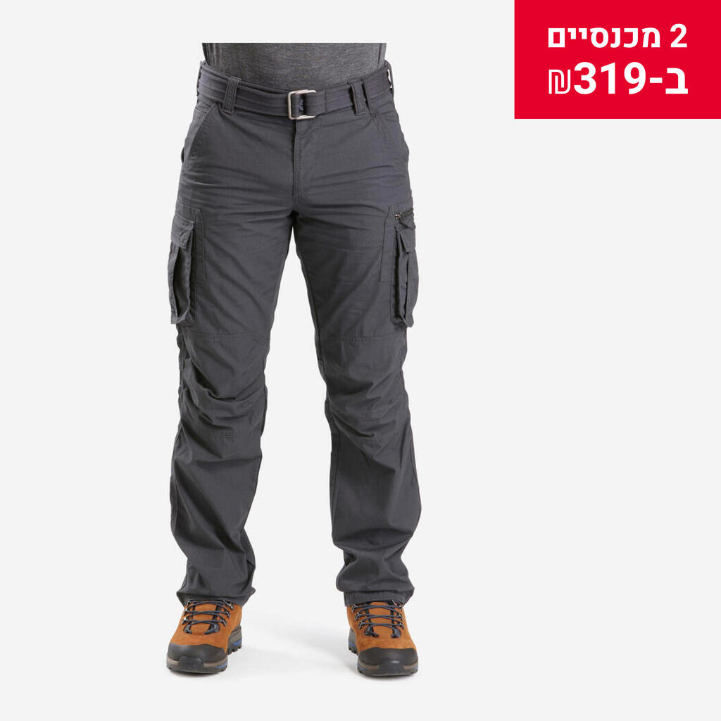 מכנסי טיולים לגברים, דגם TRAVEL 500 - אפור