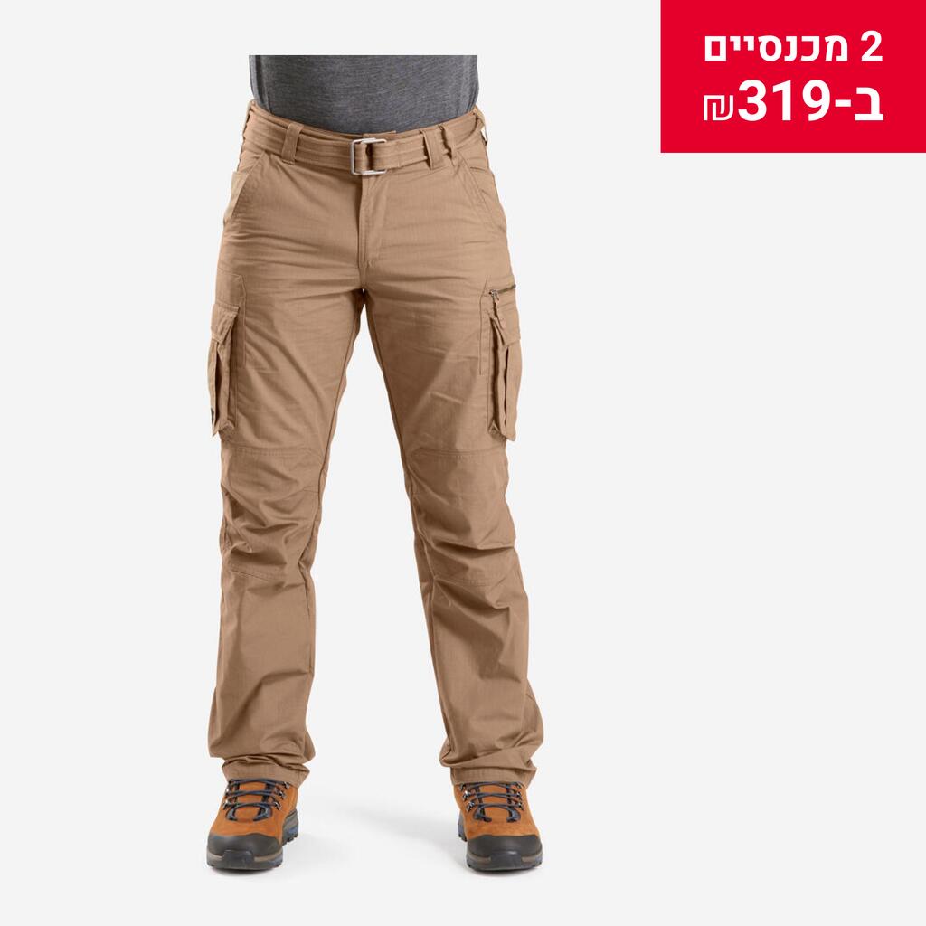מכנסי טיולים לגברים, דגם TRAVEL 500 - חום