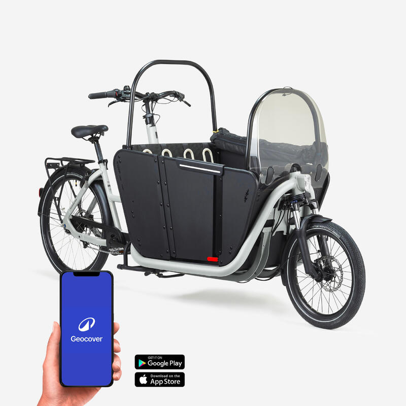 Bicicletă electrică cargo cu două roți pentru familie F900E alb polar