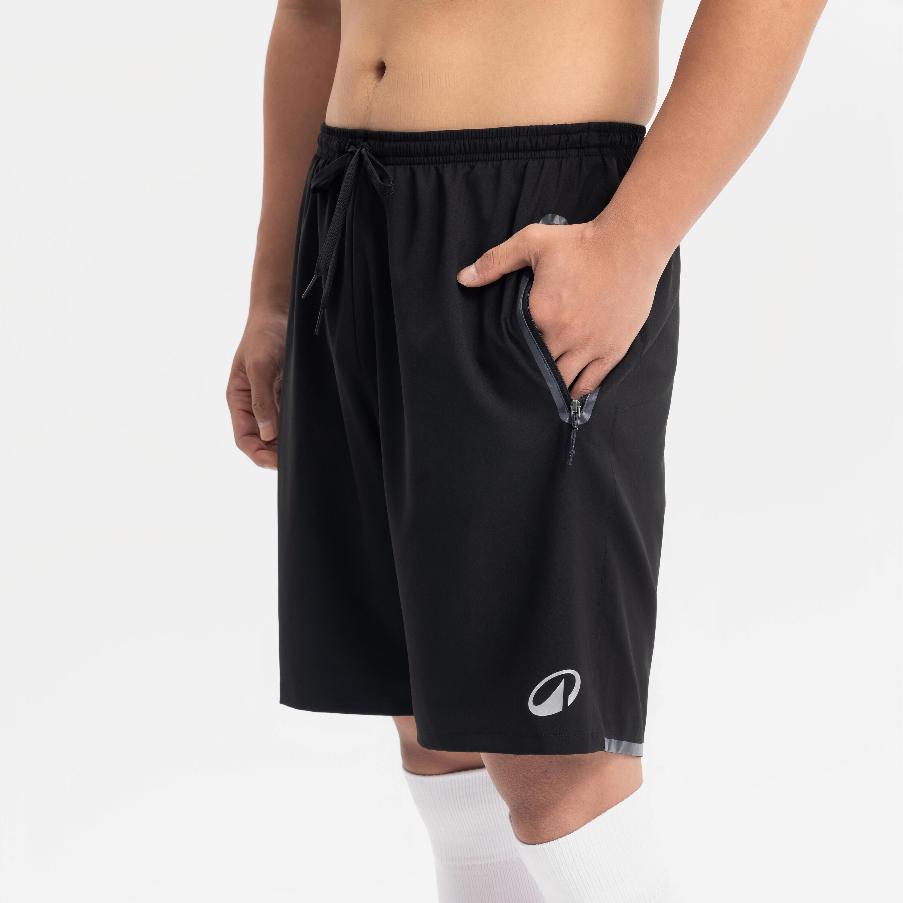 Pantaloncini calcio F500 ZIP neri 7/13